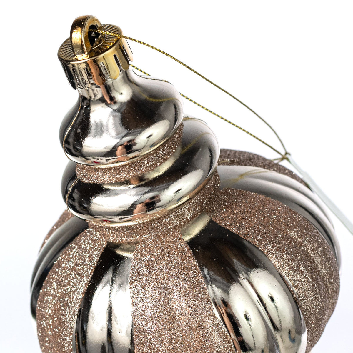 10" Glittered Metallic Finial Ornament: Champagne Gold detail photo 3
