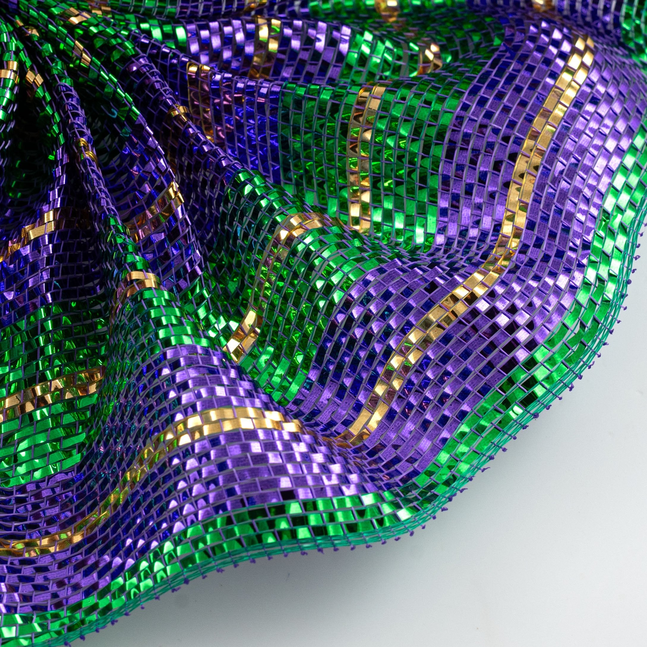10" Premium Wide Strip Metallic Foil Stripe Mesh: Mardi Gras Lifestyle Photo