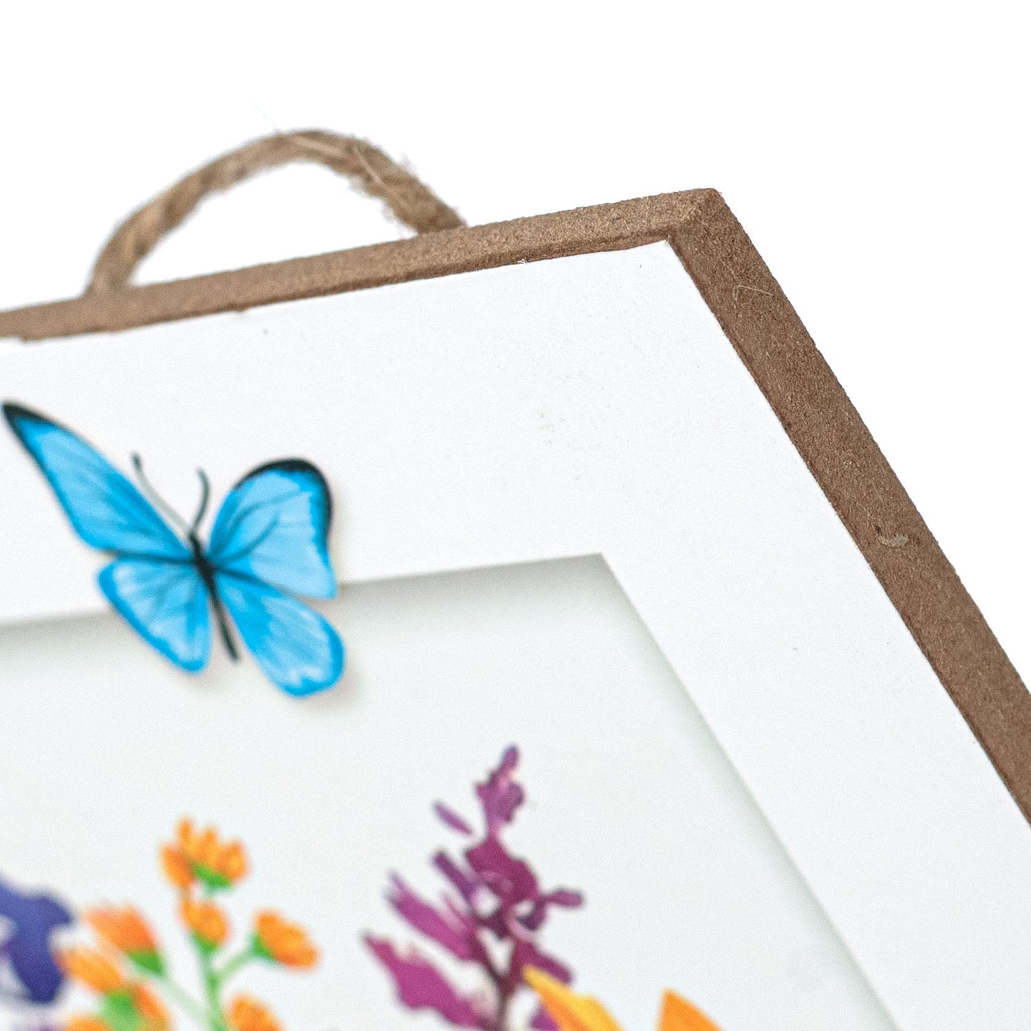10" Square Wooden Sign: Bright Welcome Floral Glad Youâre Here detail photo 3