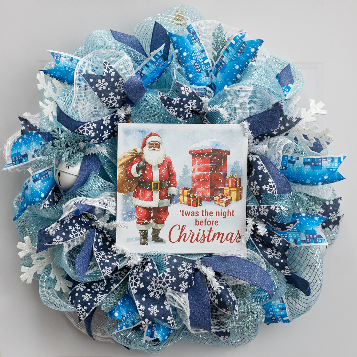 10" Square Wooden Sign: The Night Before Christmas Brown Santa Lifestyle Photo