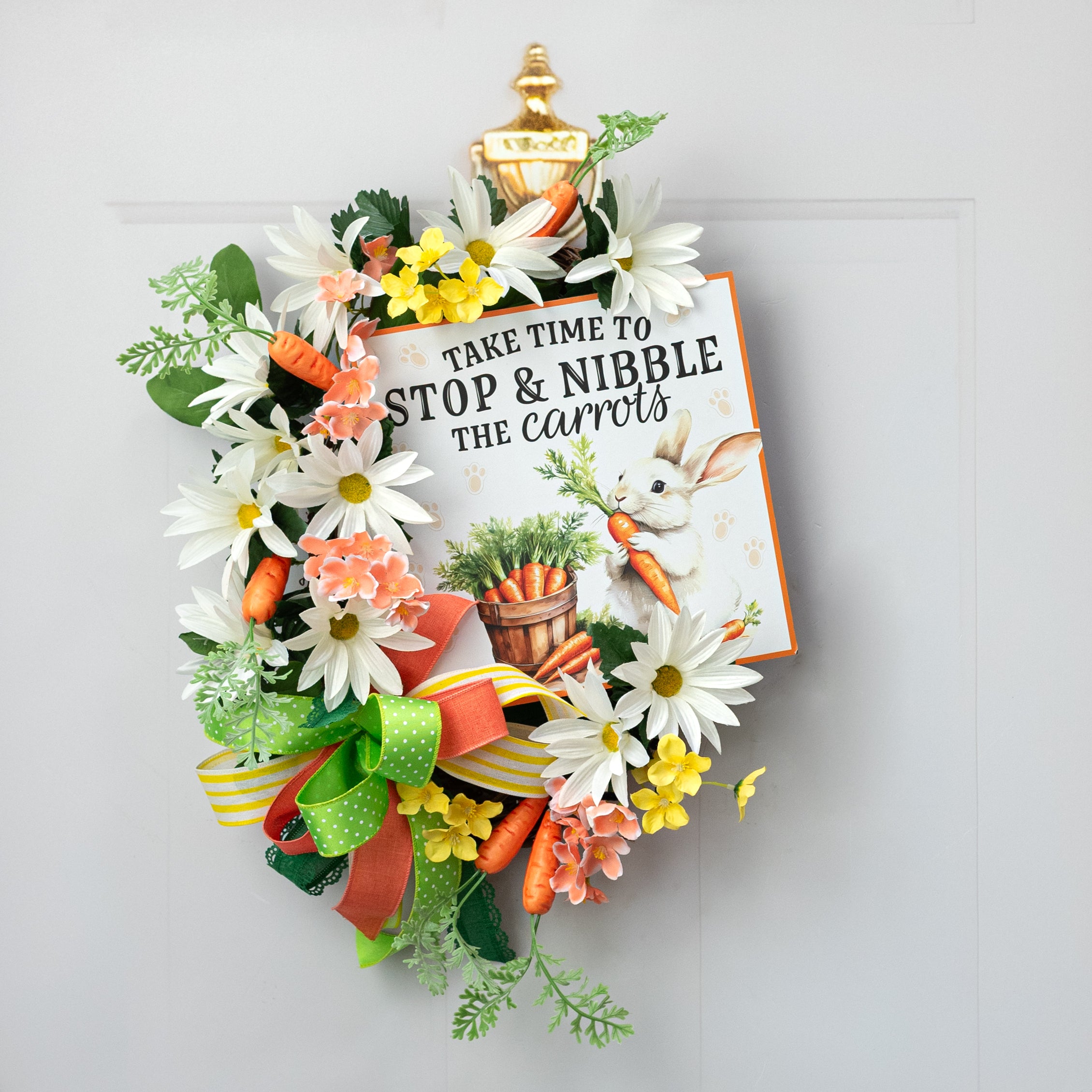 10" Square Wooden Sign: Stop to Nibble the Carrots Lifestyle Photo