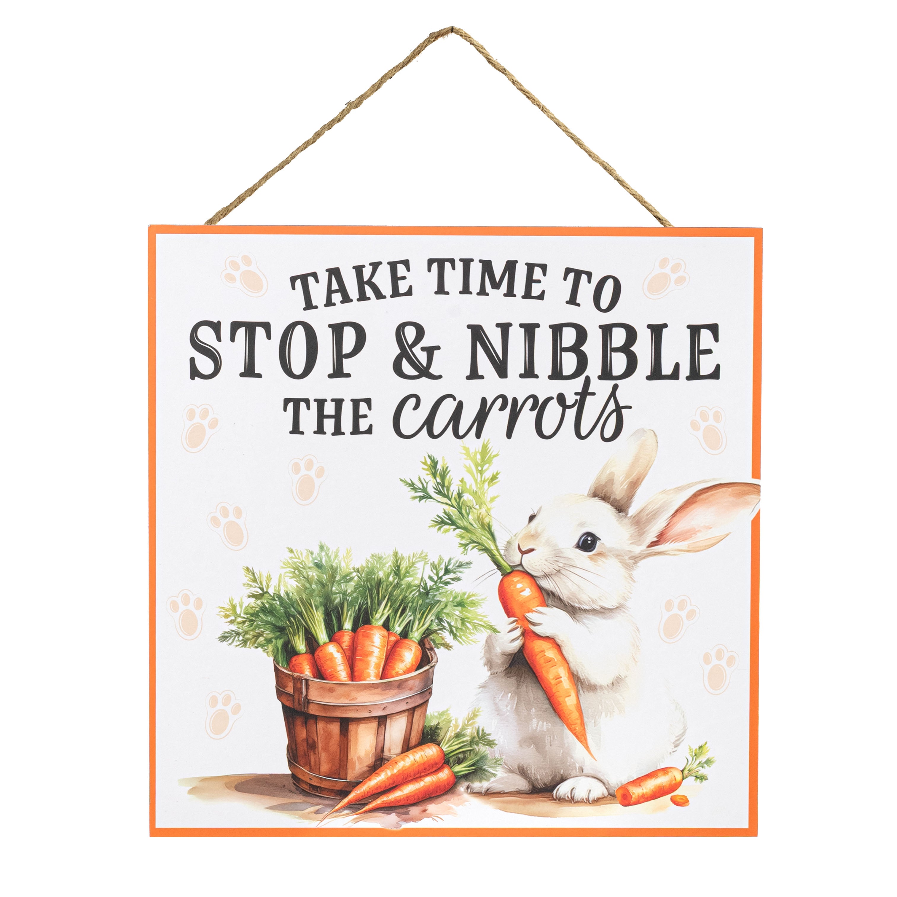 10" Square Wooden Sign: Stop to Nibble the Carrots Item Number: AP7439