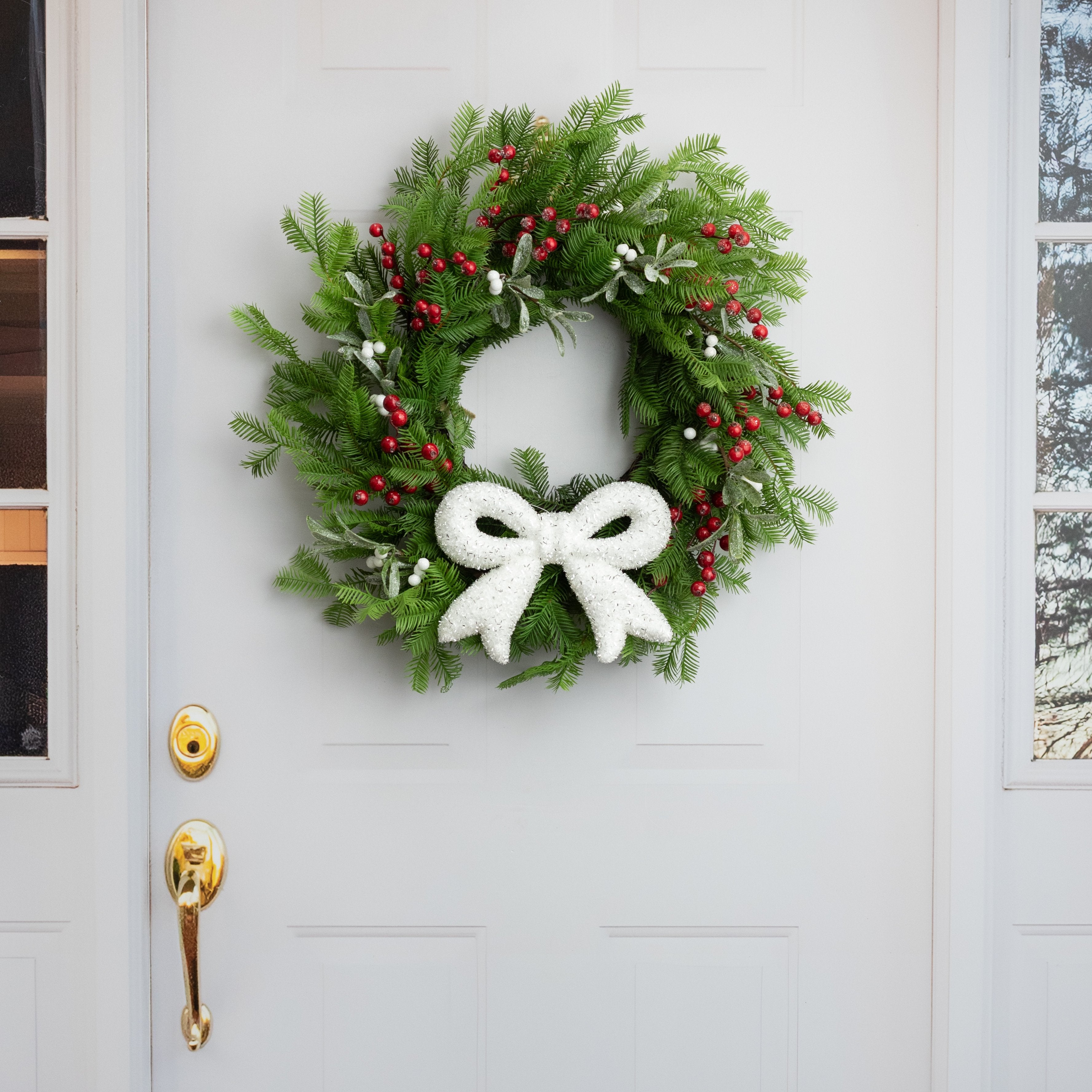 10" Tinsel Bow Ornament: White detail photo 4