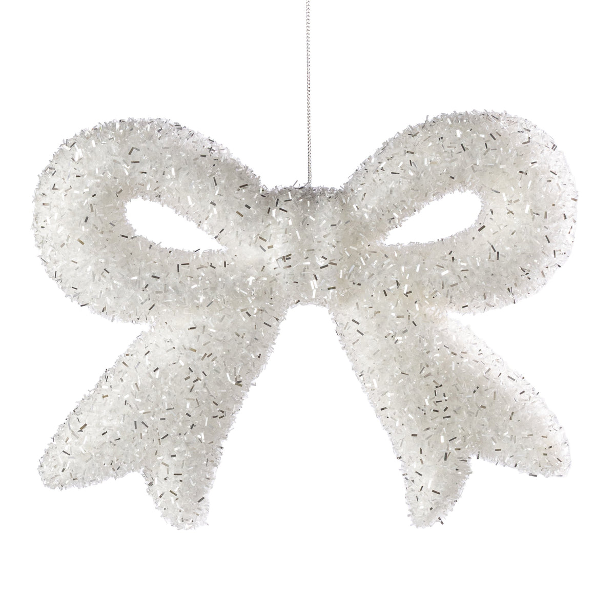 10" Tinsel Bow Ornament: White Item Number: 87007WT