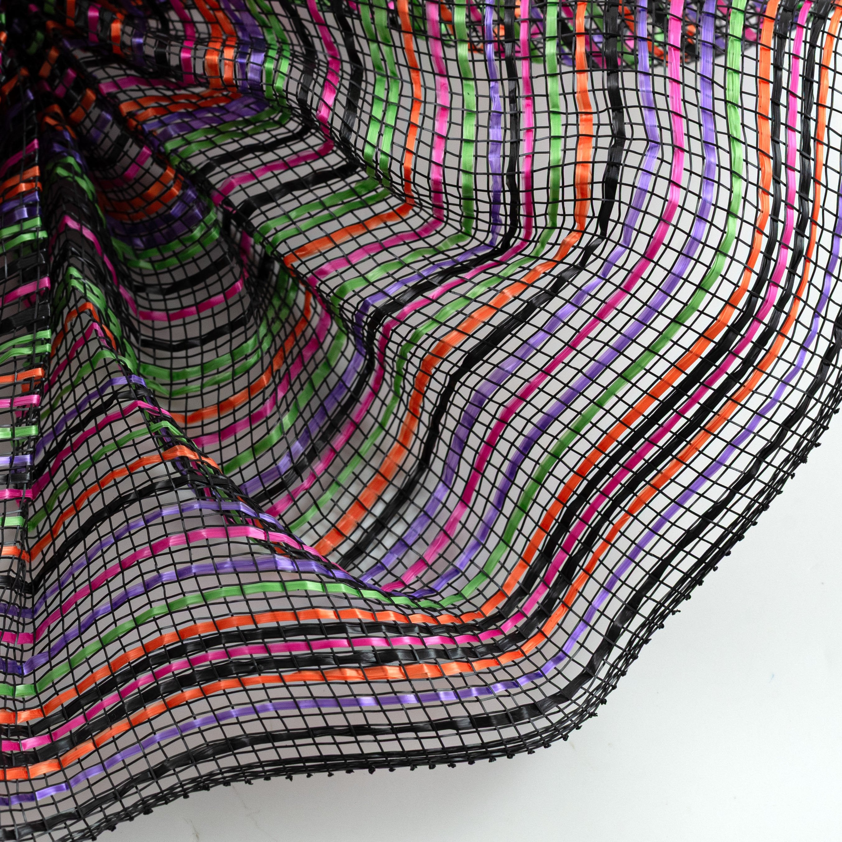 10" Vertical Wide Strip Striation Mesh: Bright Halloween Lifestyle Photo