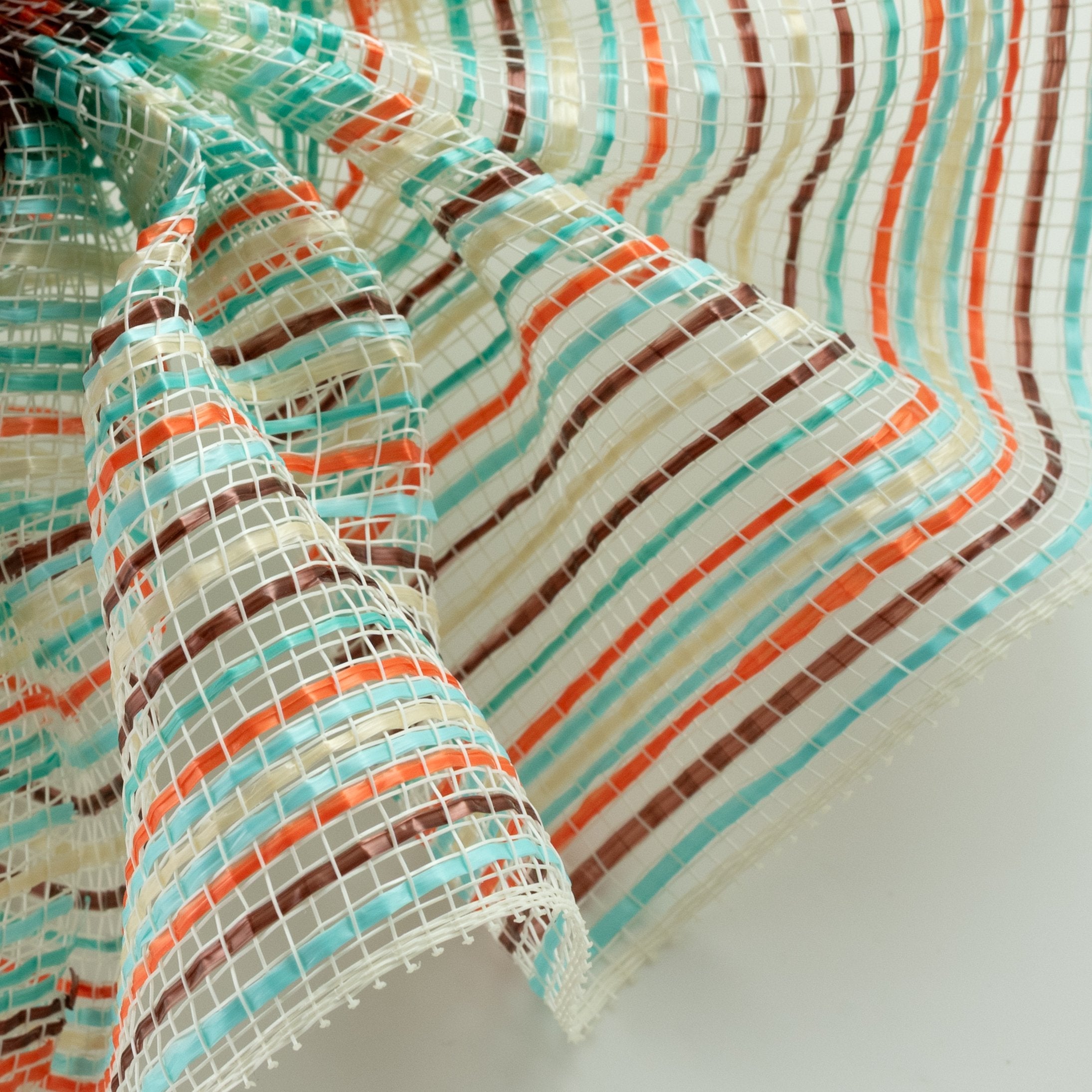 10" Vertical Wide Strip Striation Mesh: Coastal Autumn Lifestyle Photo