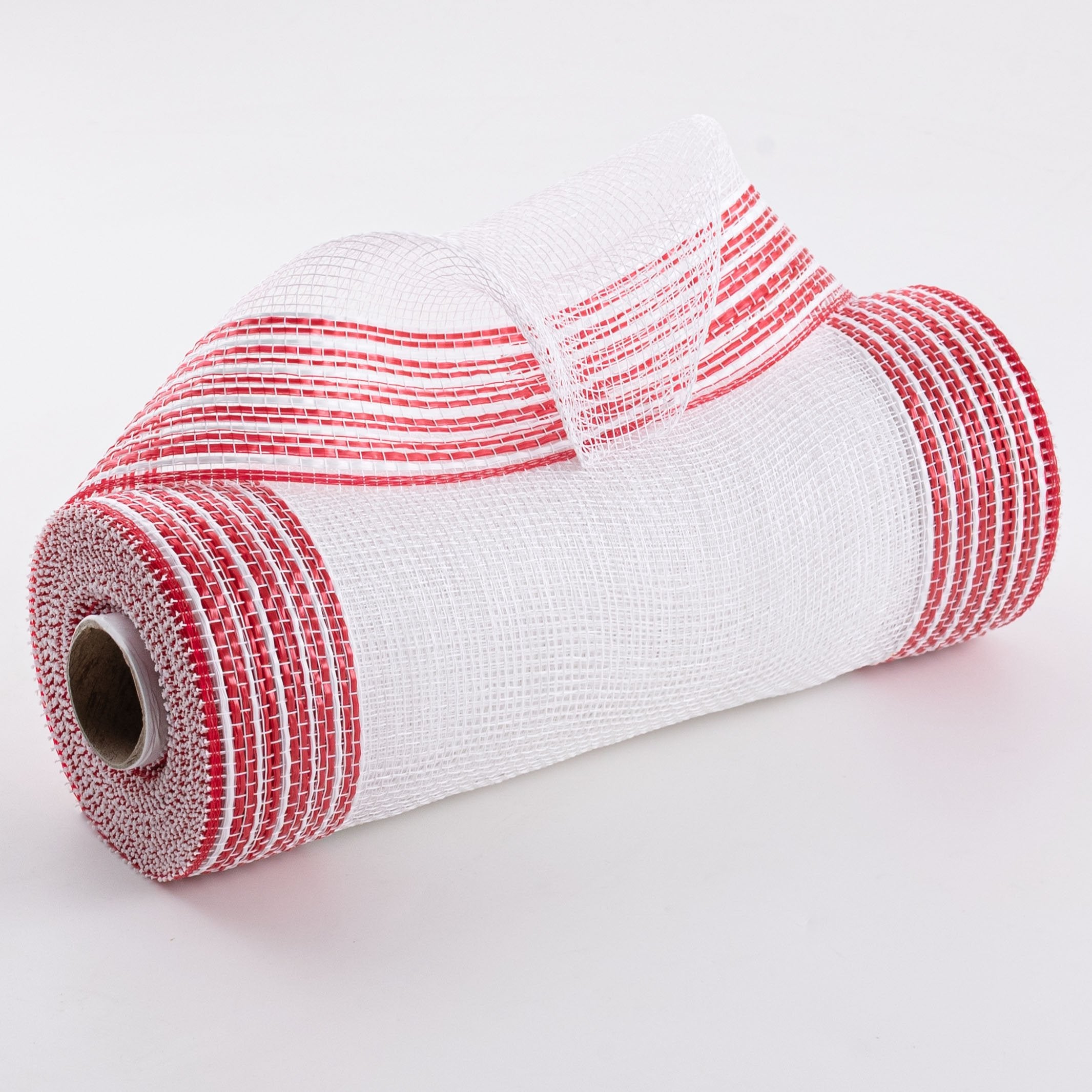 10" Wide Strip Border Stripe Mesh: Red & White Item Number: RE85063E