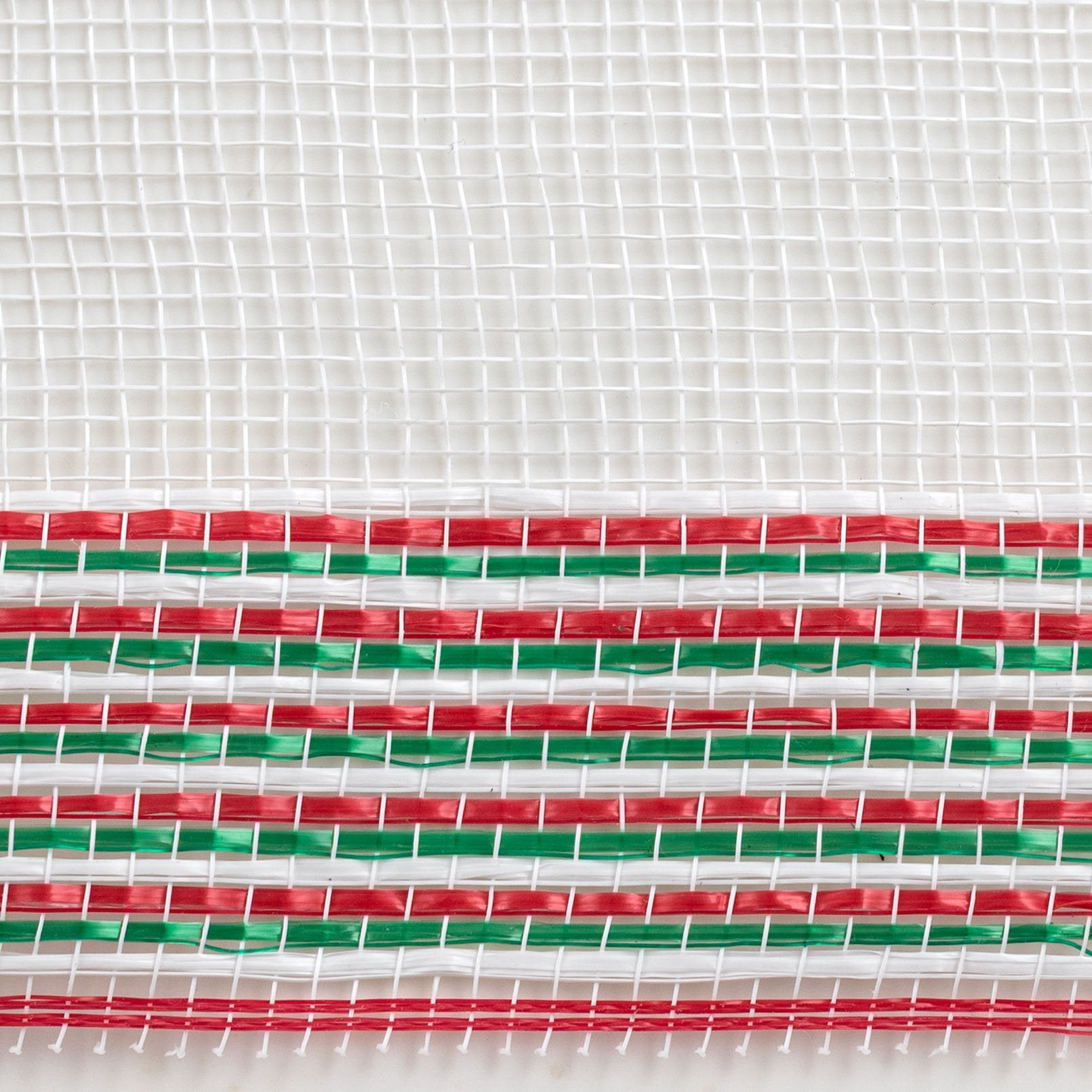 10" Wide Strip Border Stripe Mesh: White, Red & Emerald Green detail photo 3