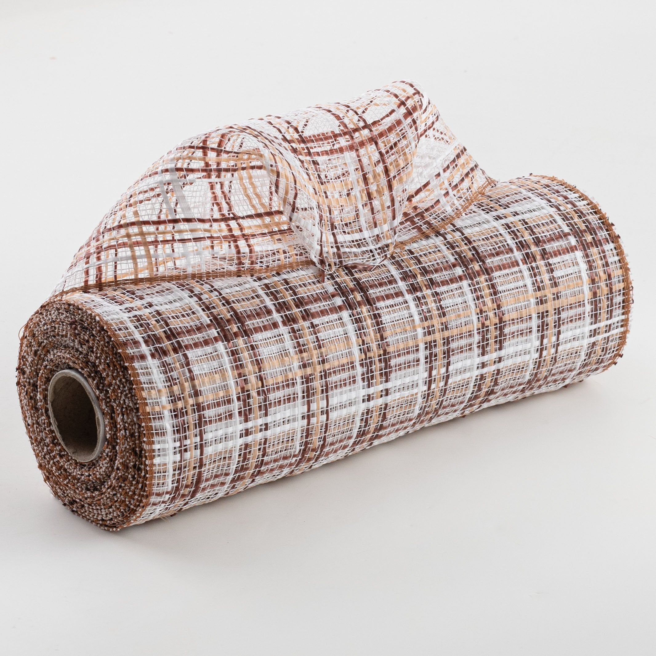 10" Wide Strip Plaid Mesh: Gingerbread Tan & Brown Item Number: RE13843R