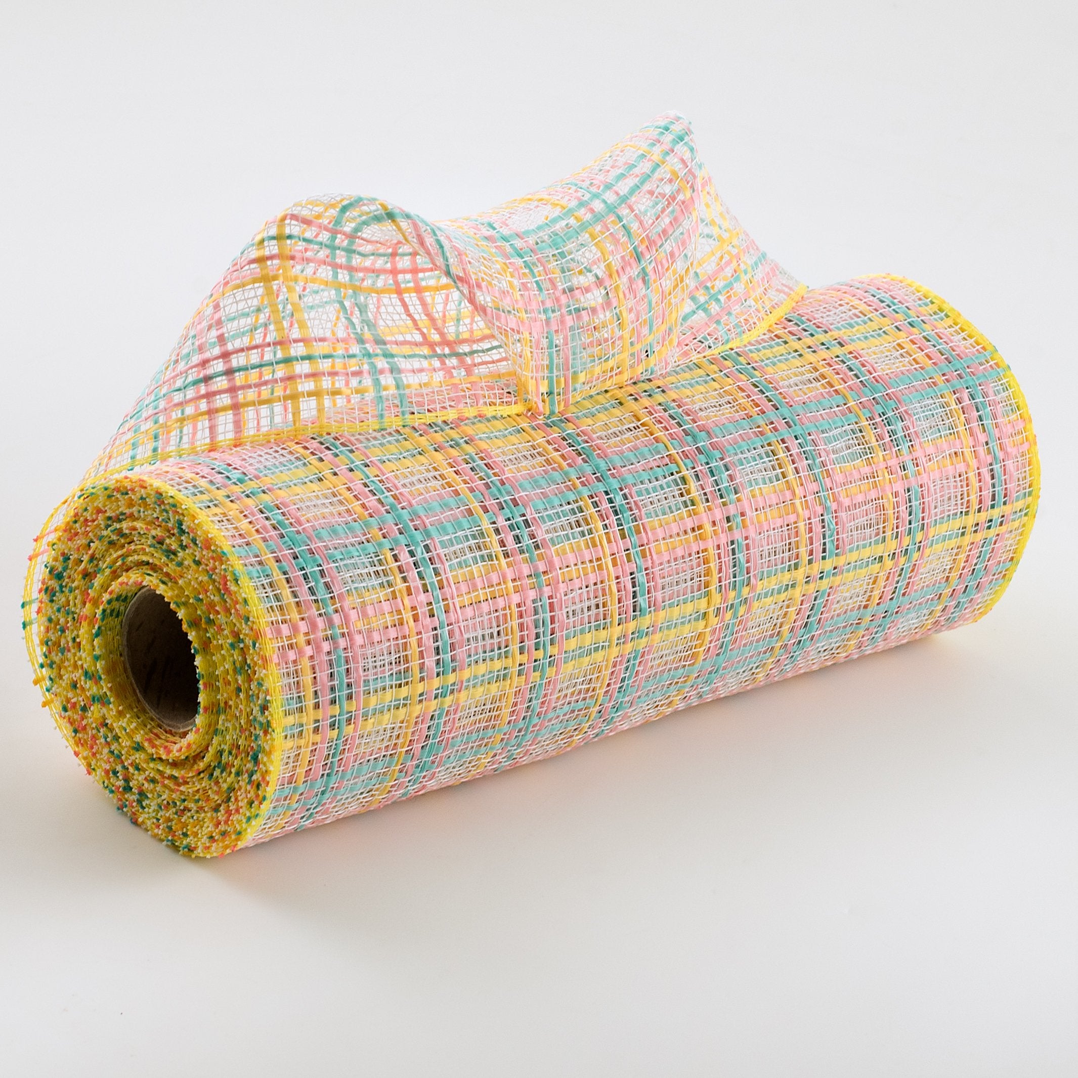 10" Wide Strip Plaid Mesh: Teal, Blush Pink, Yellow Item Number: RE13841K