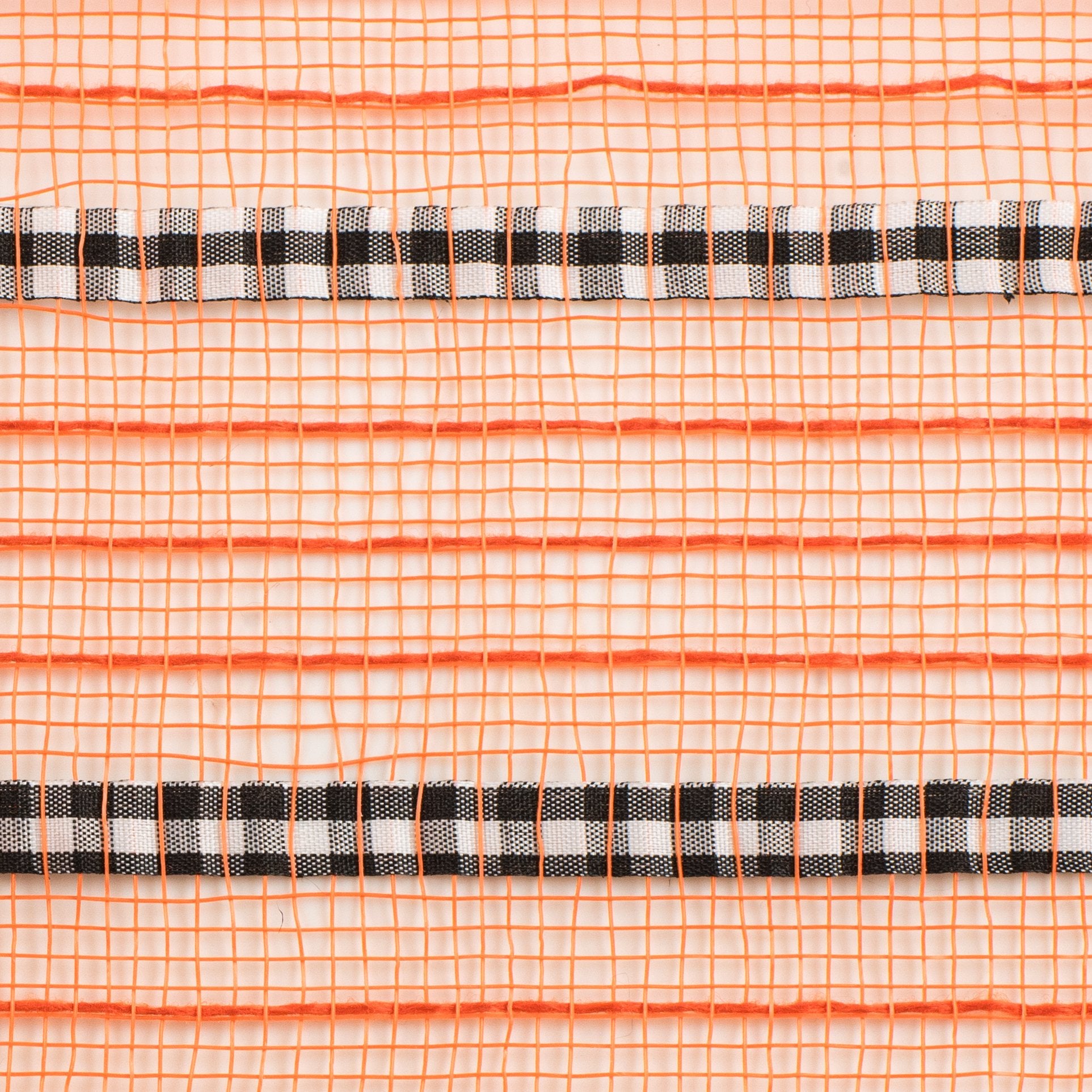 10" XL Wide Fabric & Faux Jute Mesh: Orange, Black & White detail photo 3
