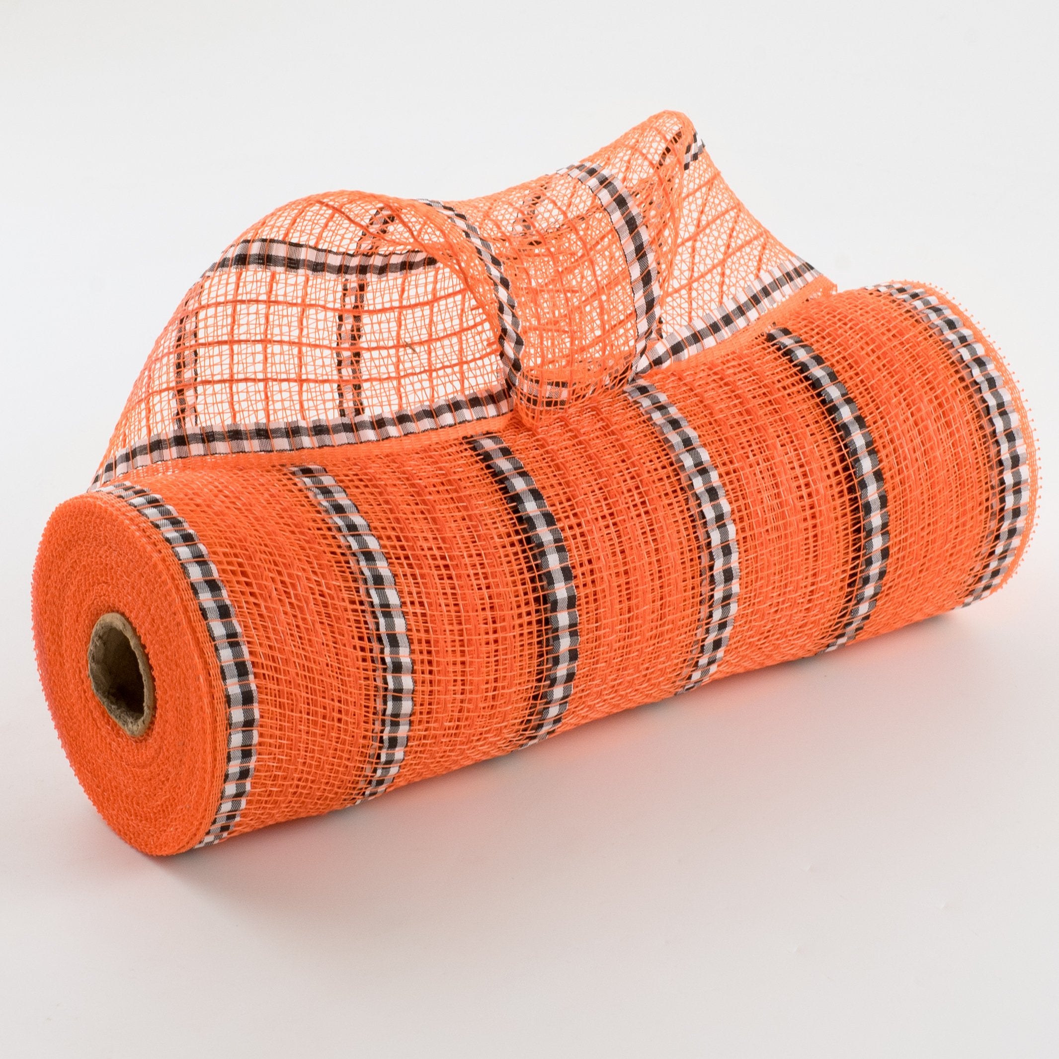 10" XL Wide Fabric & Faux Jute Mesh: Orange, Black & White Item Number: RY8901FN