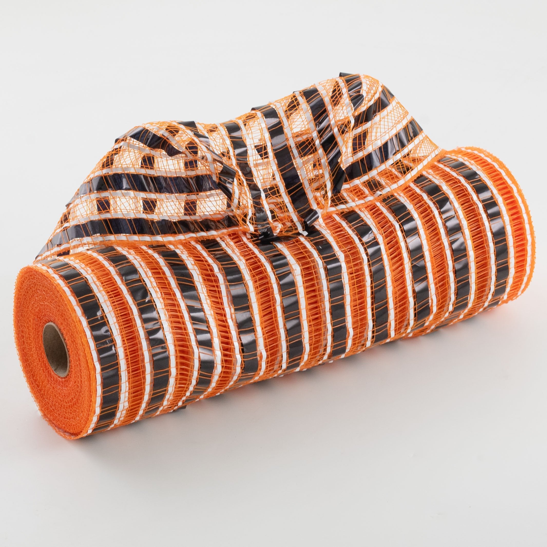 10" XL Wide Metallic Stripe Mesh: Orange & Black Halloween Item Number: XB266110-21