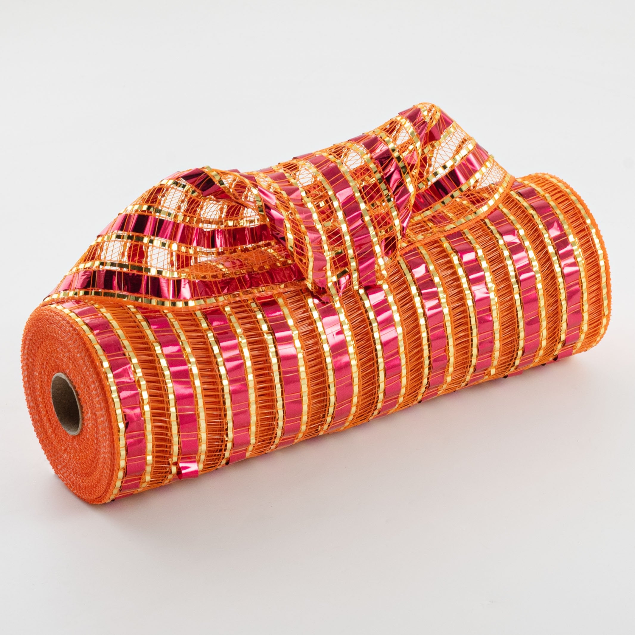 10" XL Wide Metallic Stripe Mesh: Orange, Fuchsia & Gold Item Number: XB266110-28