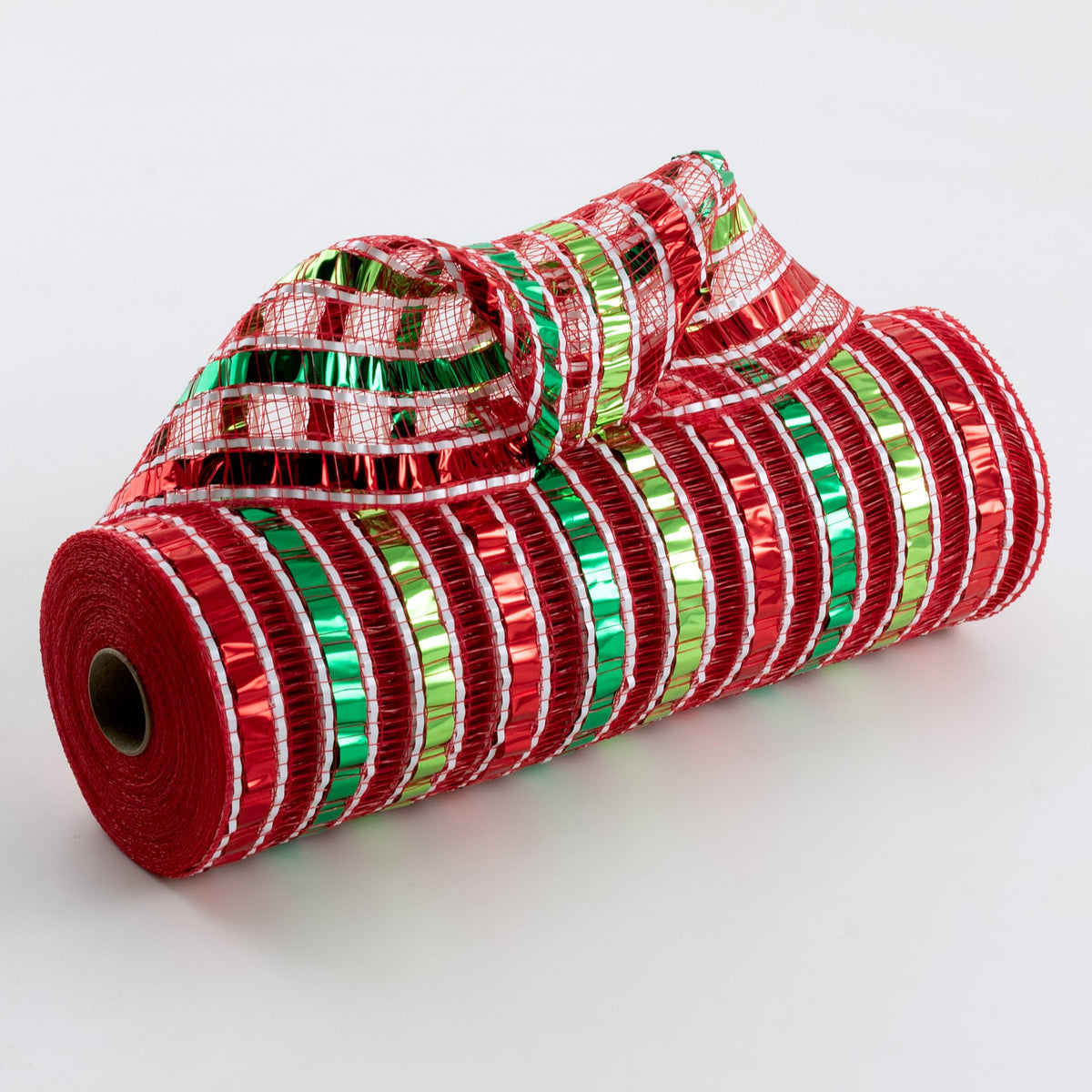 10" XL Wide Metallic Stripe Mesh: Red, Green & White Item Number: XB266310-09