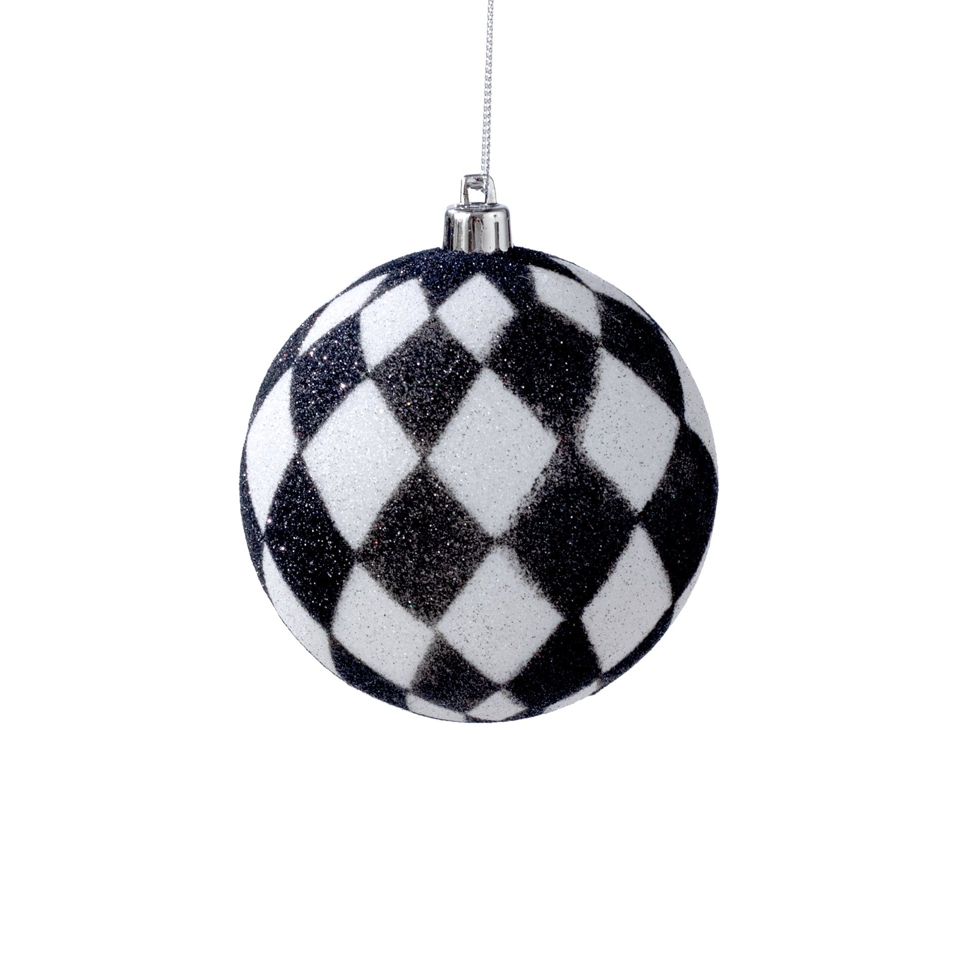 100mm Ball Ornament: Black & White Harlequin Item Number: XY8671TX