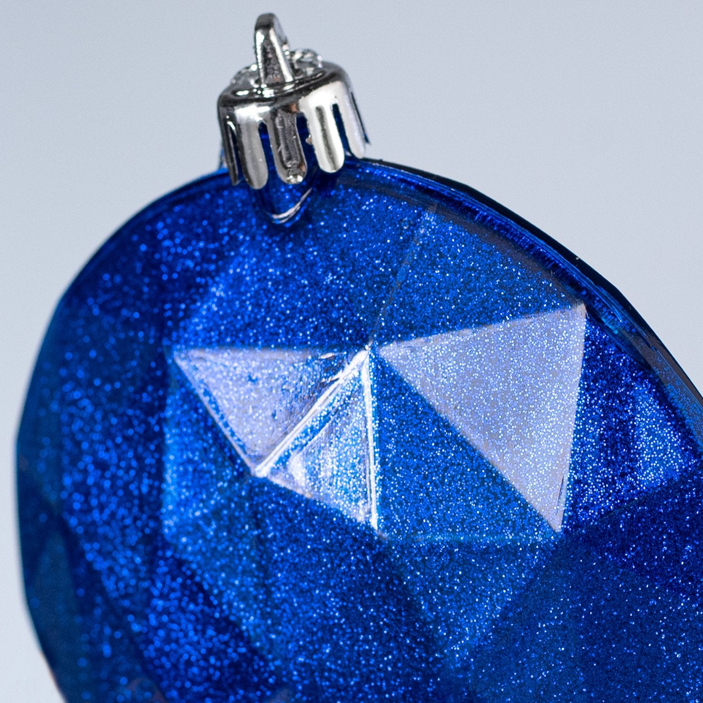 100mm Faceted Flat Round Gem Ornament: Glitter Inside Royal Blue detail photo 3