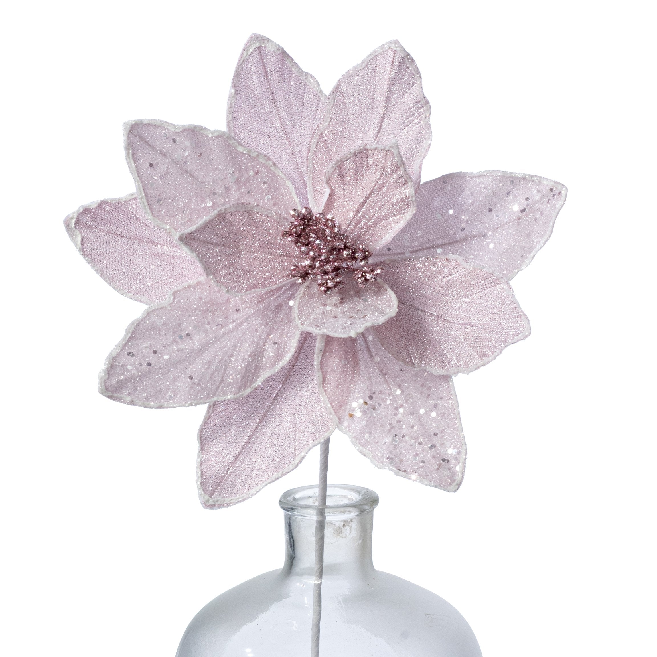 11" x 20" Sparkle Poinsettia Stem: Light Pink Item Number: 86943PK