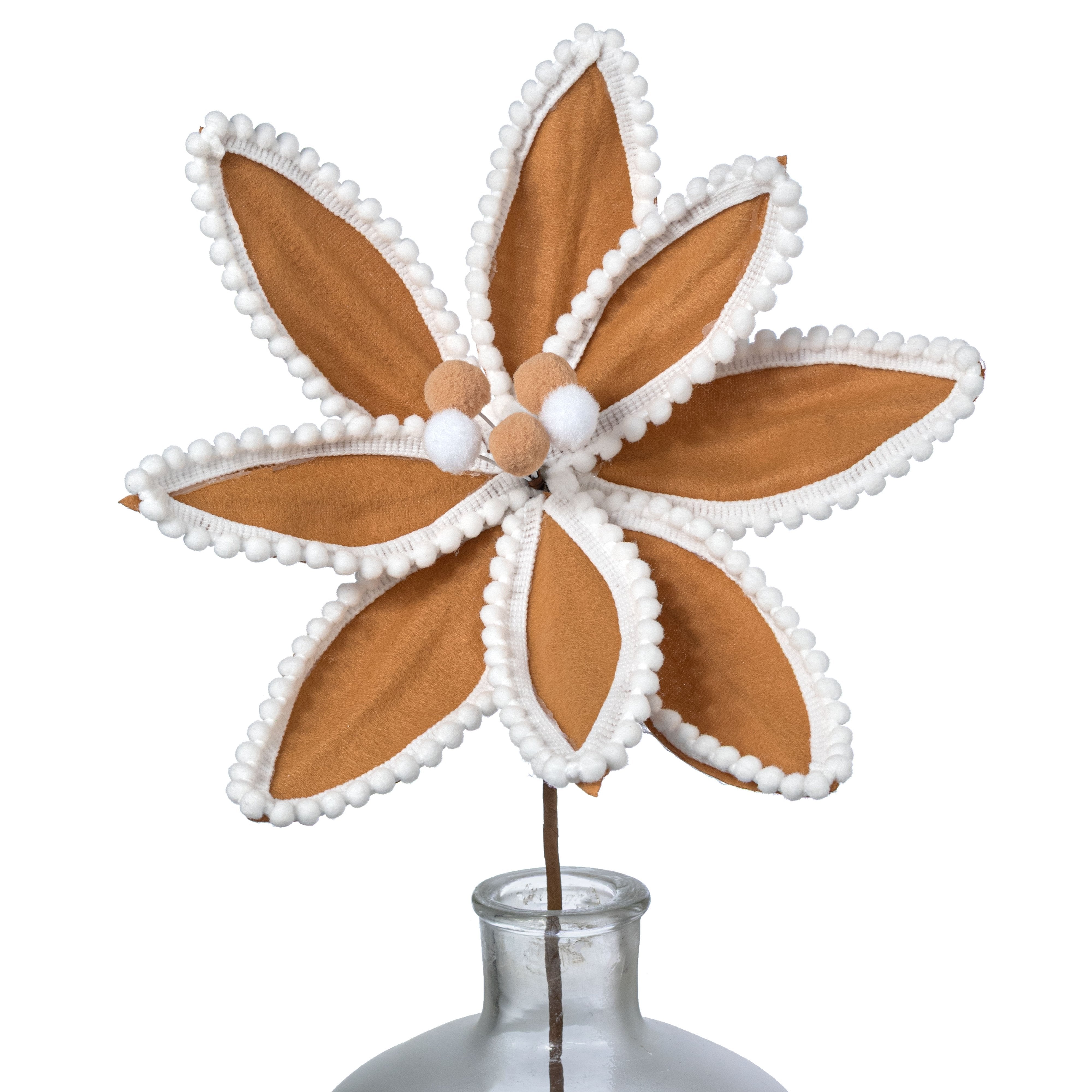 11" x 26" Felt & Trim Poinsettia Stem: White Gingerbread Item Number: 86805BNWT