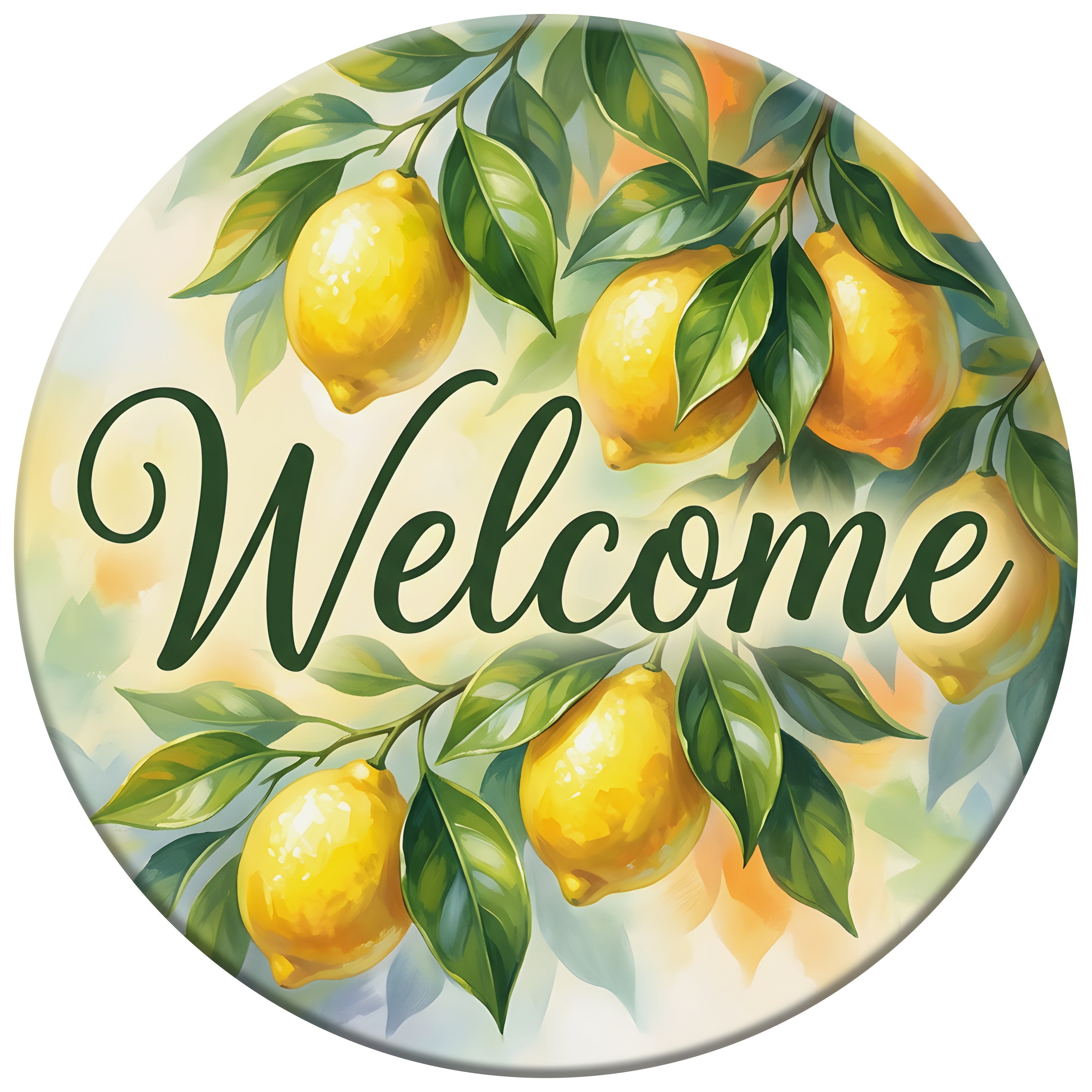 11.75" Round Waterproof Sign: Lemon Tree Welcome Item Number: CD1400NH-118