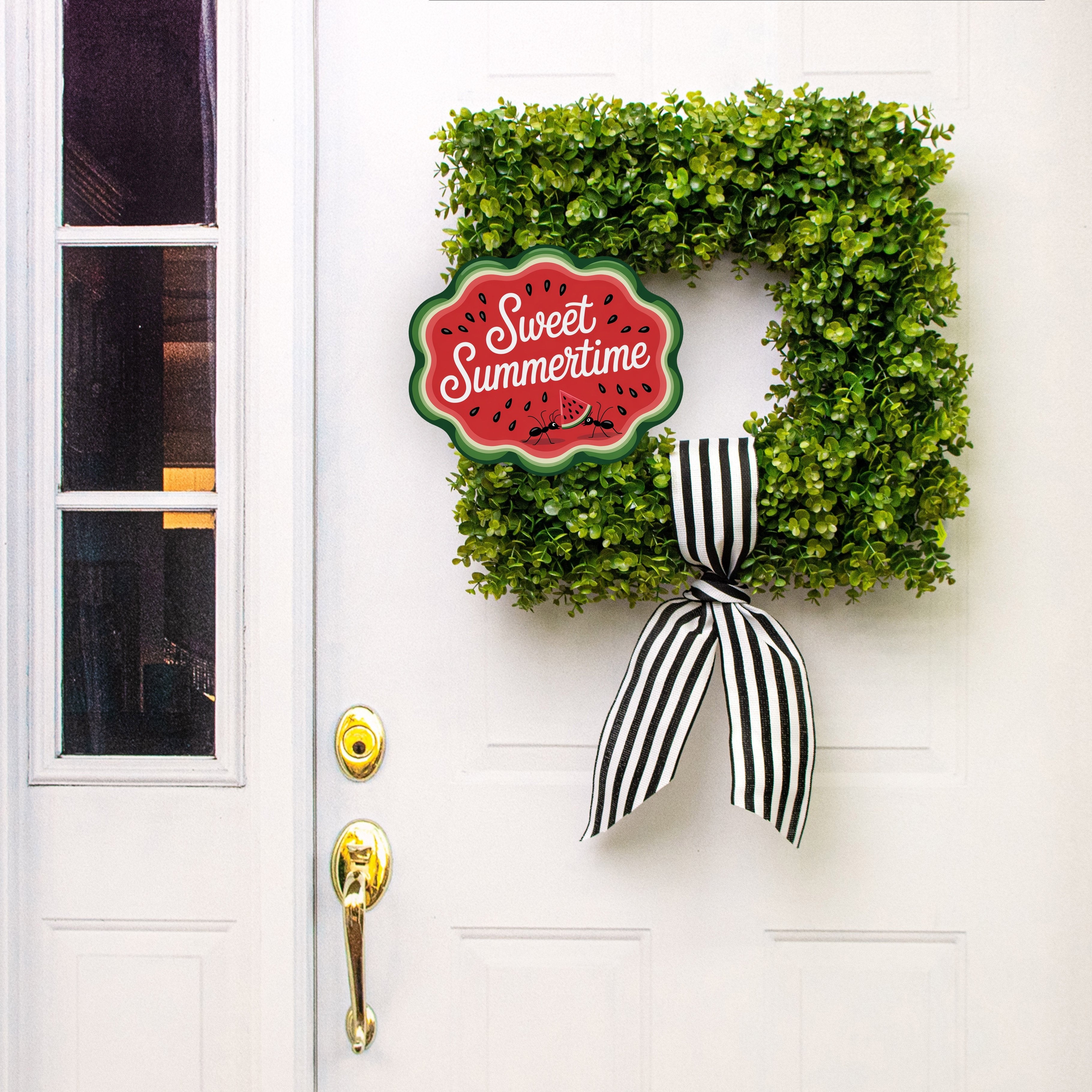11.75" Scalloped Waterproof Sign: Sweet Summertime Watermelon Ants Lifestyle Photo