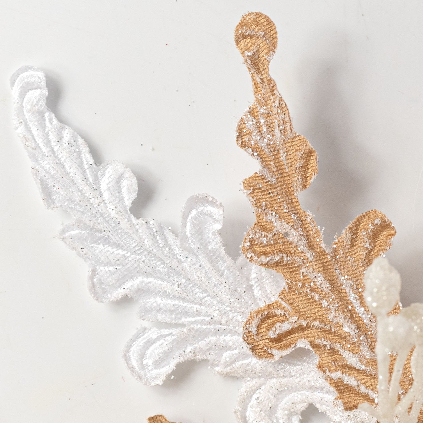 11" Embossed Brush Petal Poinsettia Stem: Brown & White Lifestyle Photo