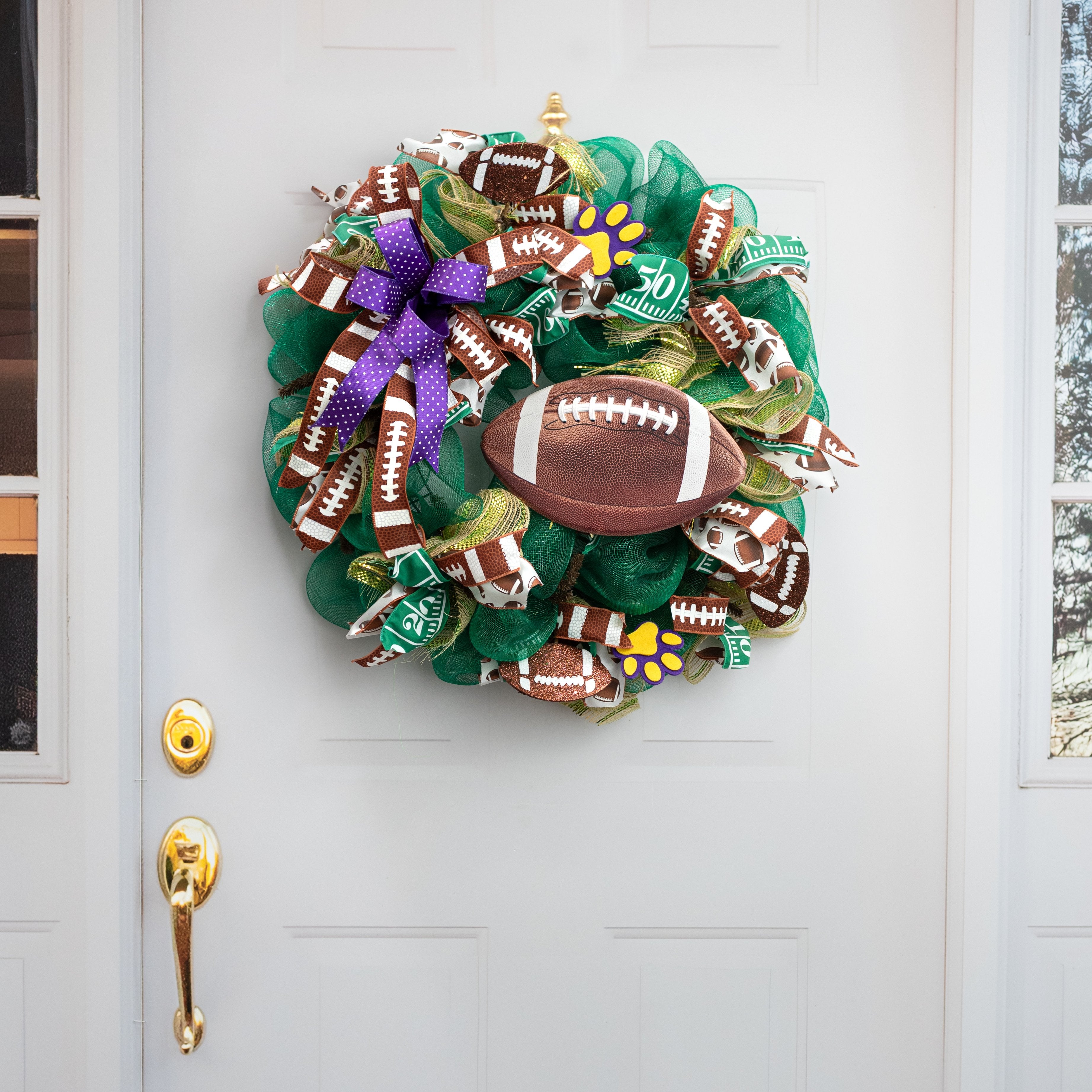 11" Embossed Metal Football Sign: Brown detail photo 4
