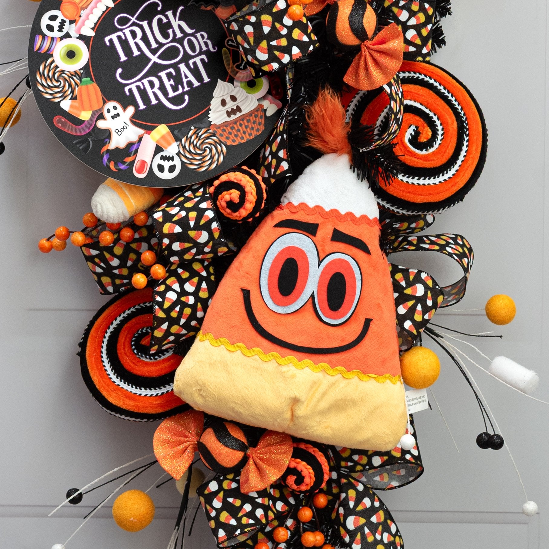 11" Plush Candy Corn Wreath Enhancement Lifestyle Photo
