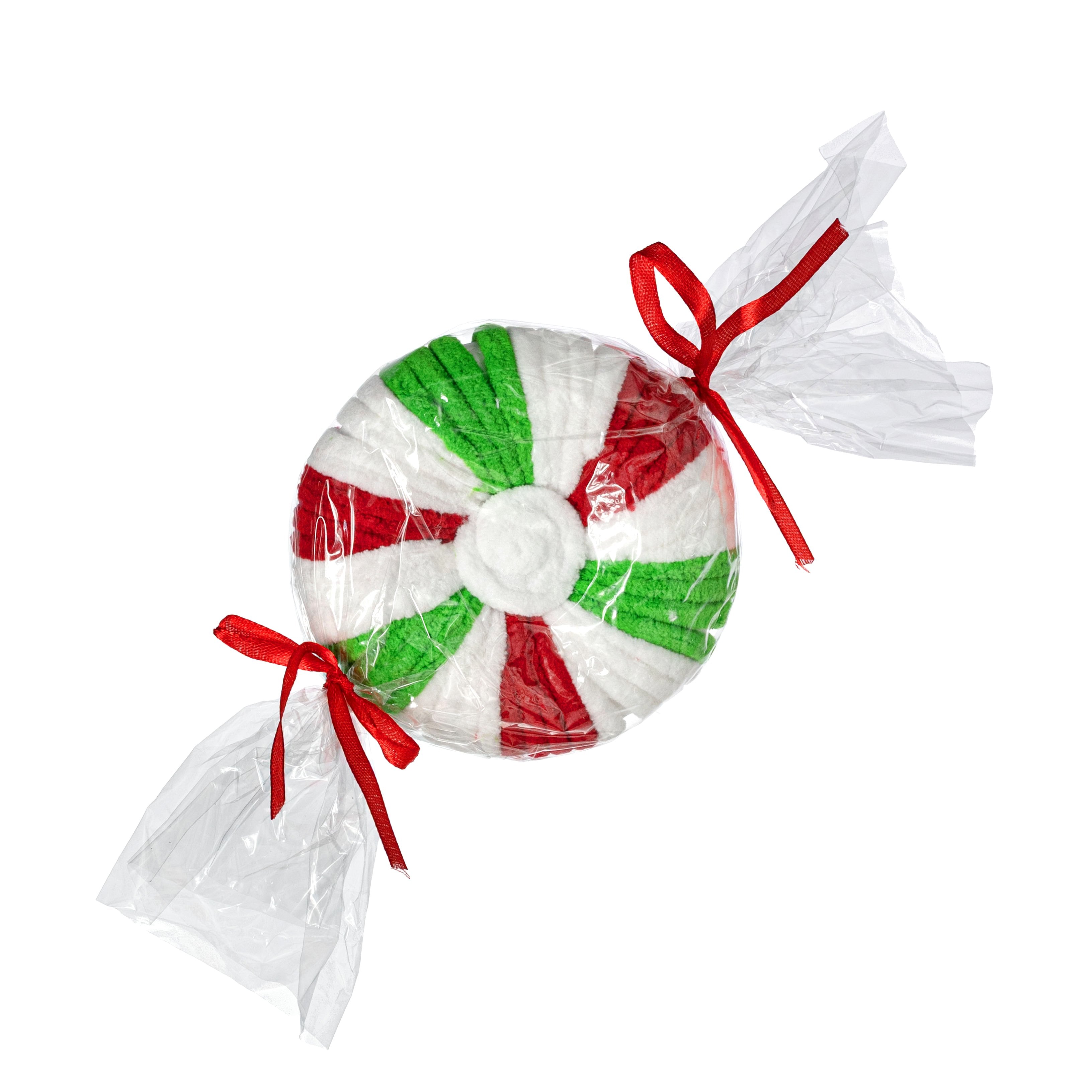 11" Wrapped Round Peppermint Candy: Red, White & Green Item Number: XC1170W9