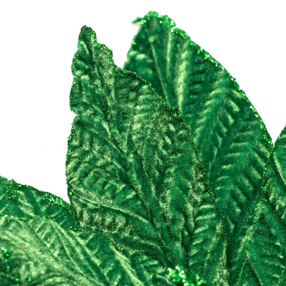 12" x 20" Embossed Velvet Poinsettia Stem: Emerald Green Lifestyle Photo