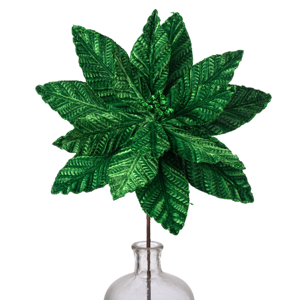 12" x 20" Embossed Velvet Poinsettia Stem: Emerald Green Item Number: XS426506