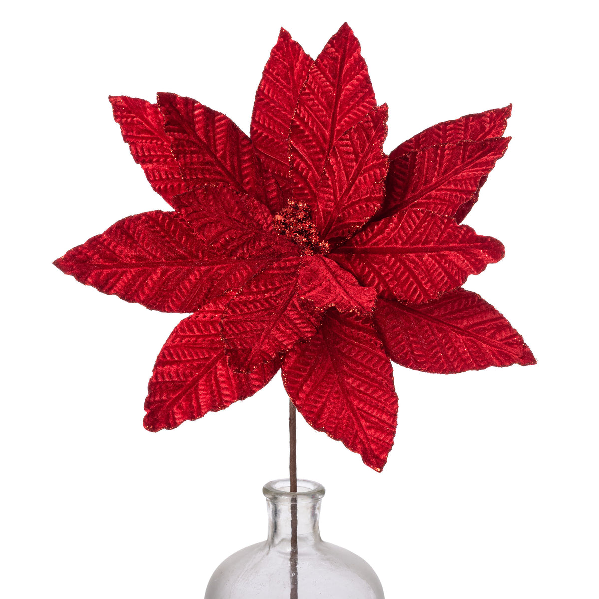 12" x 20" Embossed Velvet Poinsettia Stem: Red Item Number: XS426524