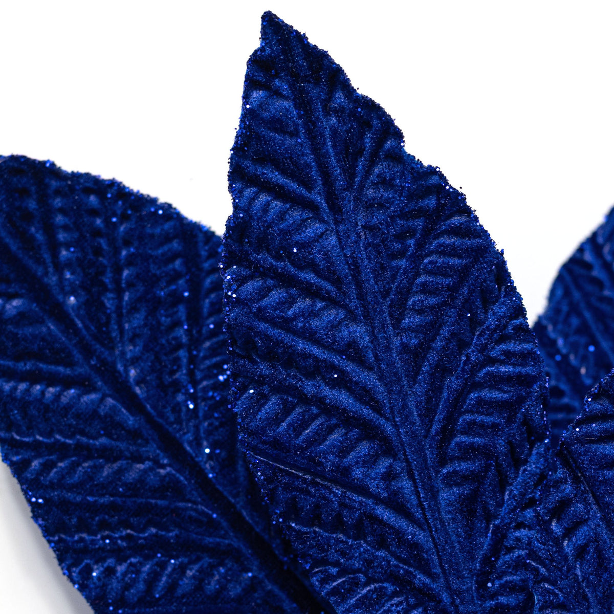 12" x 20" Embossed Velvet Poinsettia Stem: Royal Blue Lifestyle Photo