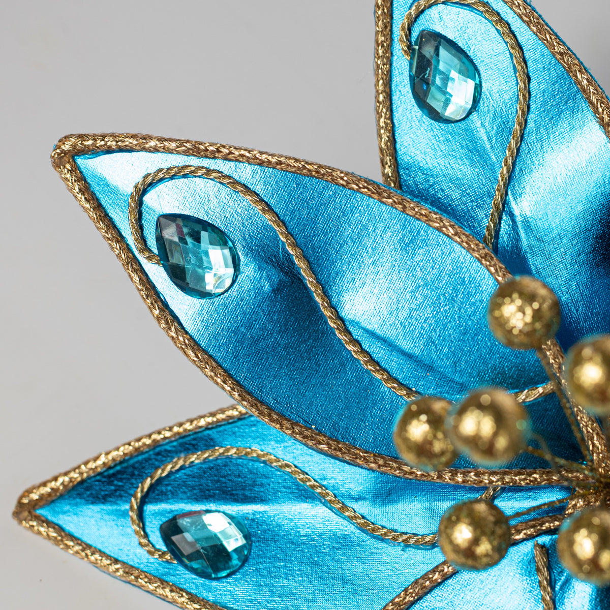 12" x 23" Metallic Gem Poinsettia Stem: Azure Blue Lifestyle Photo