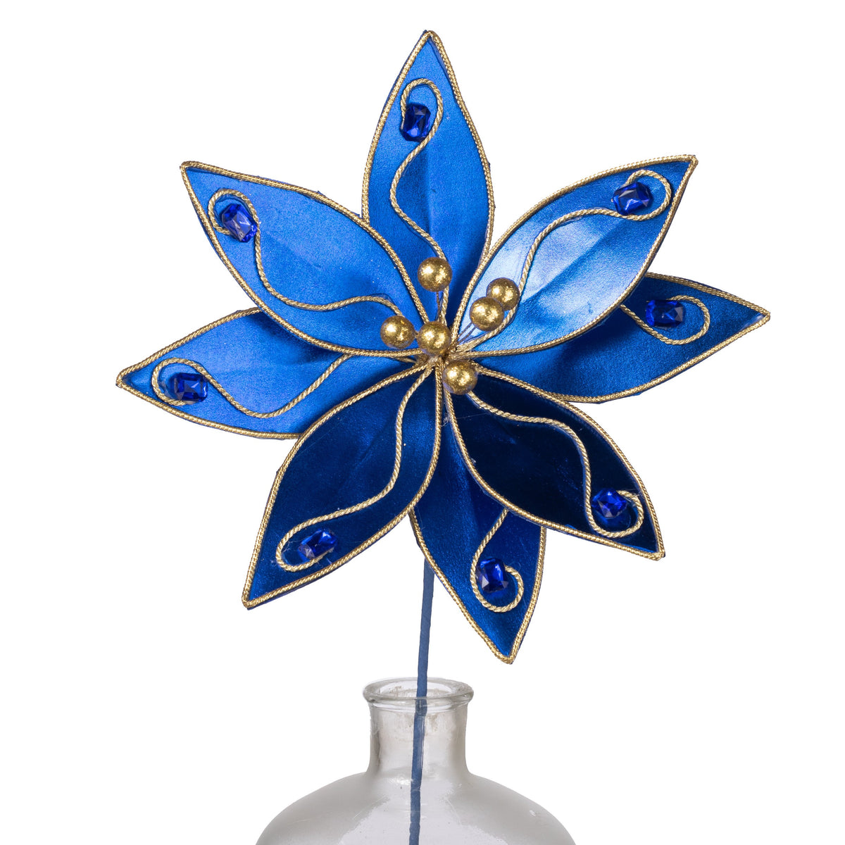 12" x 23" Metallic Gem Poinsettia Stem: Royal Blue Item Number: 86635COBALT