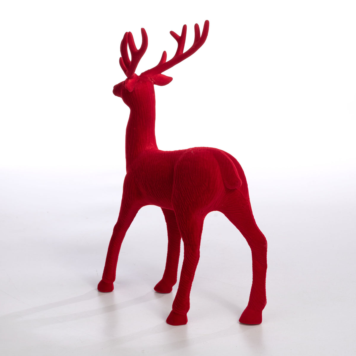 12" Flocked Deer Decor: Red detail photo 4