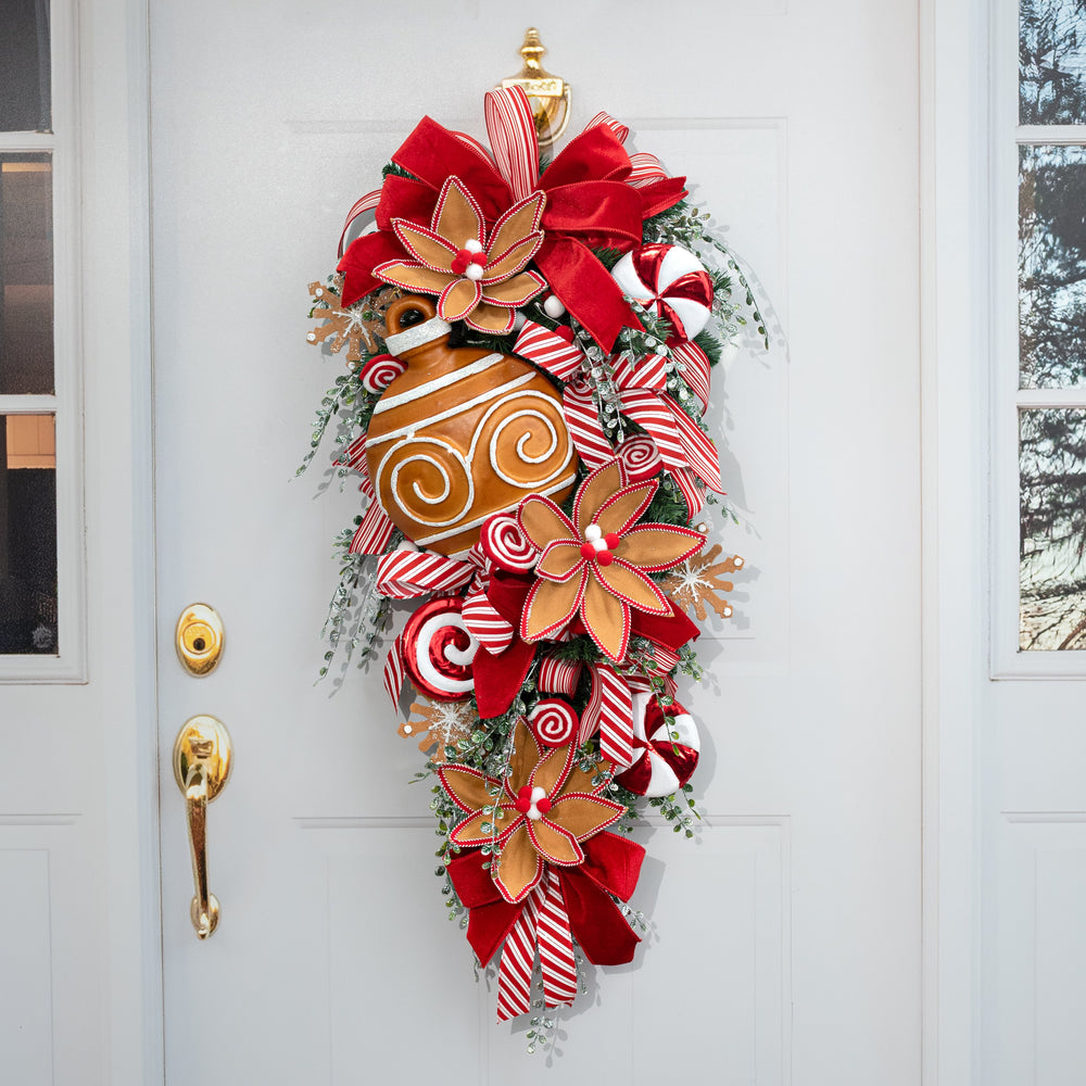 12" Gingerbread Swirl Stripe Bell Sign Ornament Lifestyle Photo