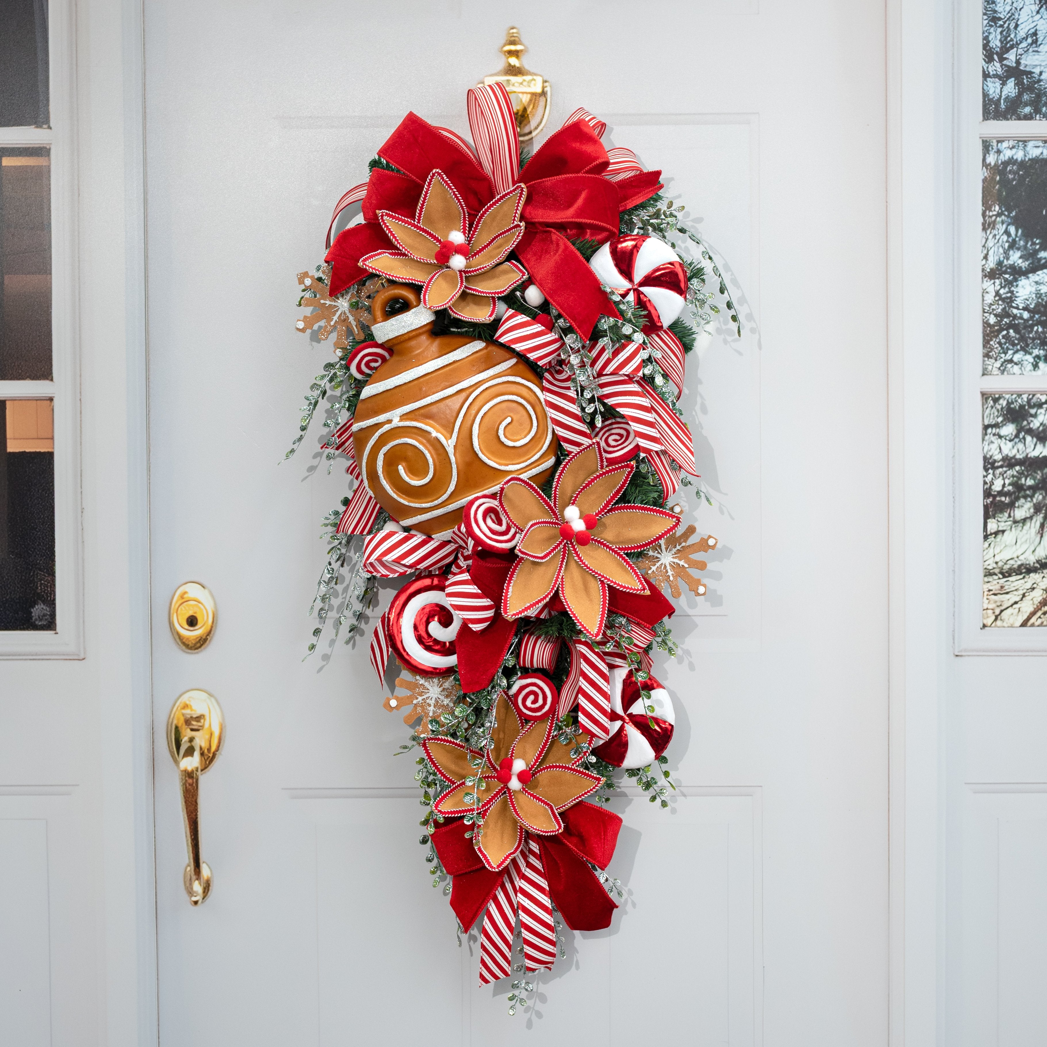 12" Gingerbread Swirl Stripe Bell Sign Ornament Lifestyle Photo