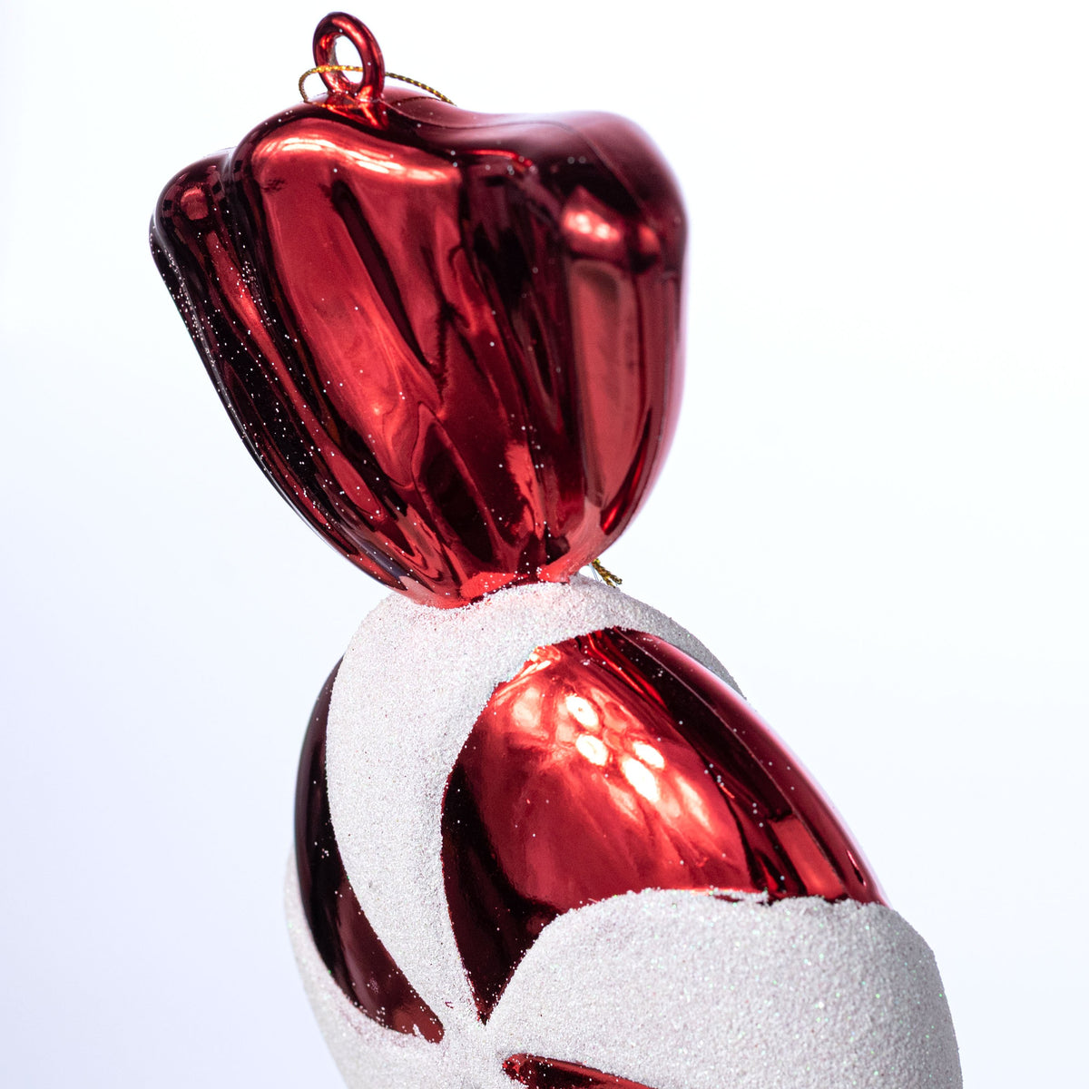 12" Hanging Peppermint Candy Ornament: Red & White detail photo 3