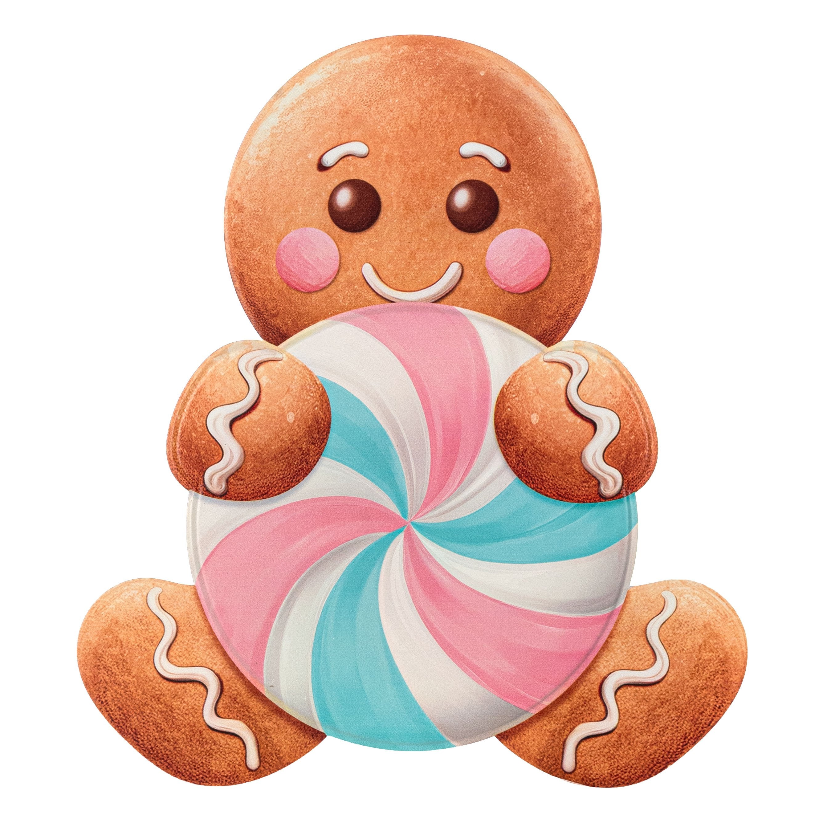 12" Metal Embossed Gingerbread Man Hanger: Pink Peppermint Item Number: MD1769M2