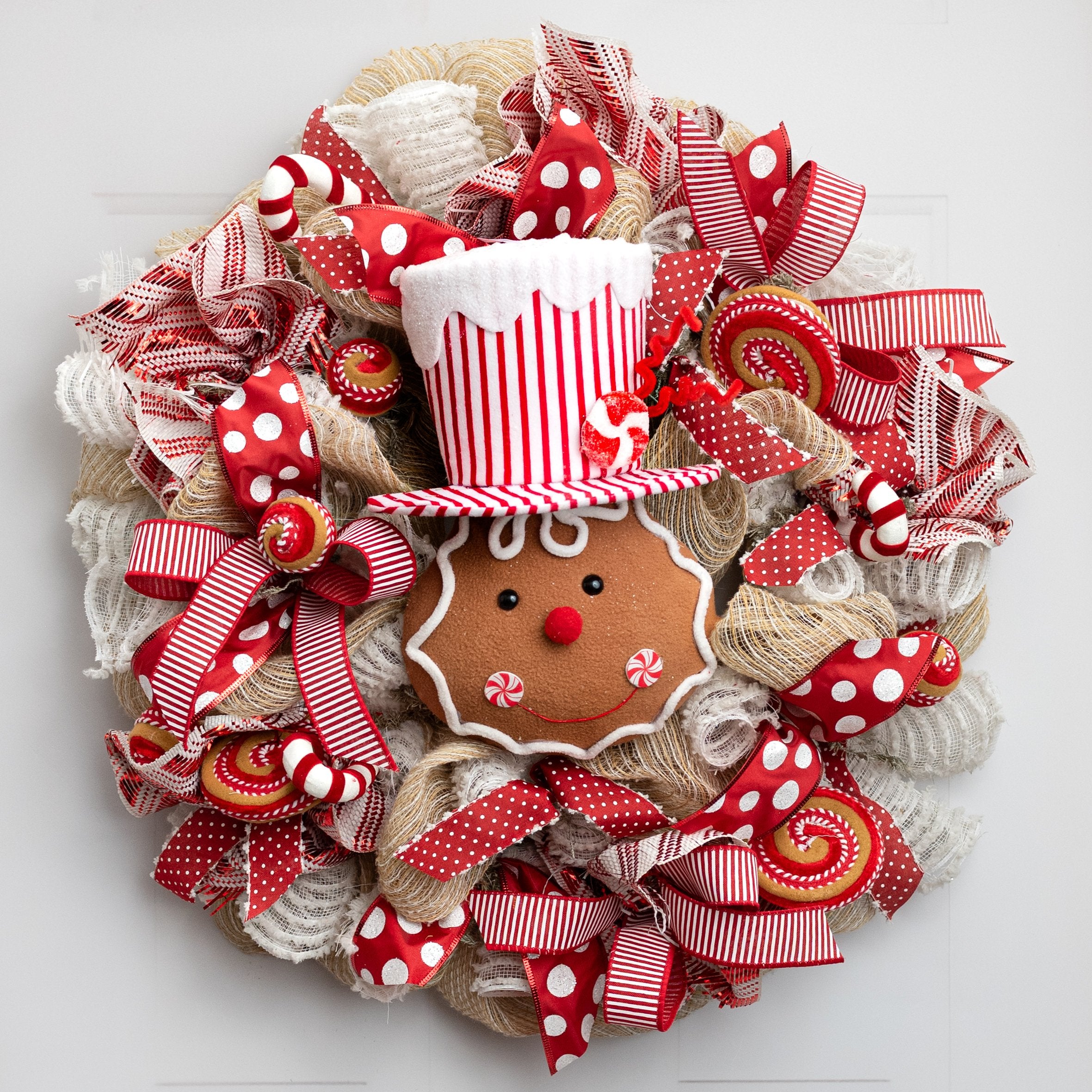 12" Peppermint Gingerbread Man Head Ornament Lifestyle Photo
