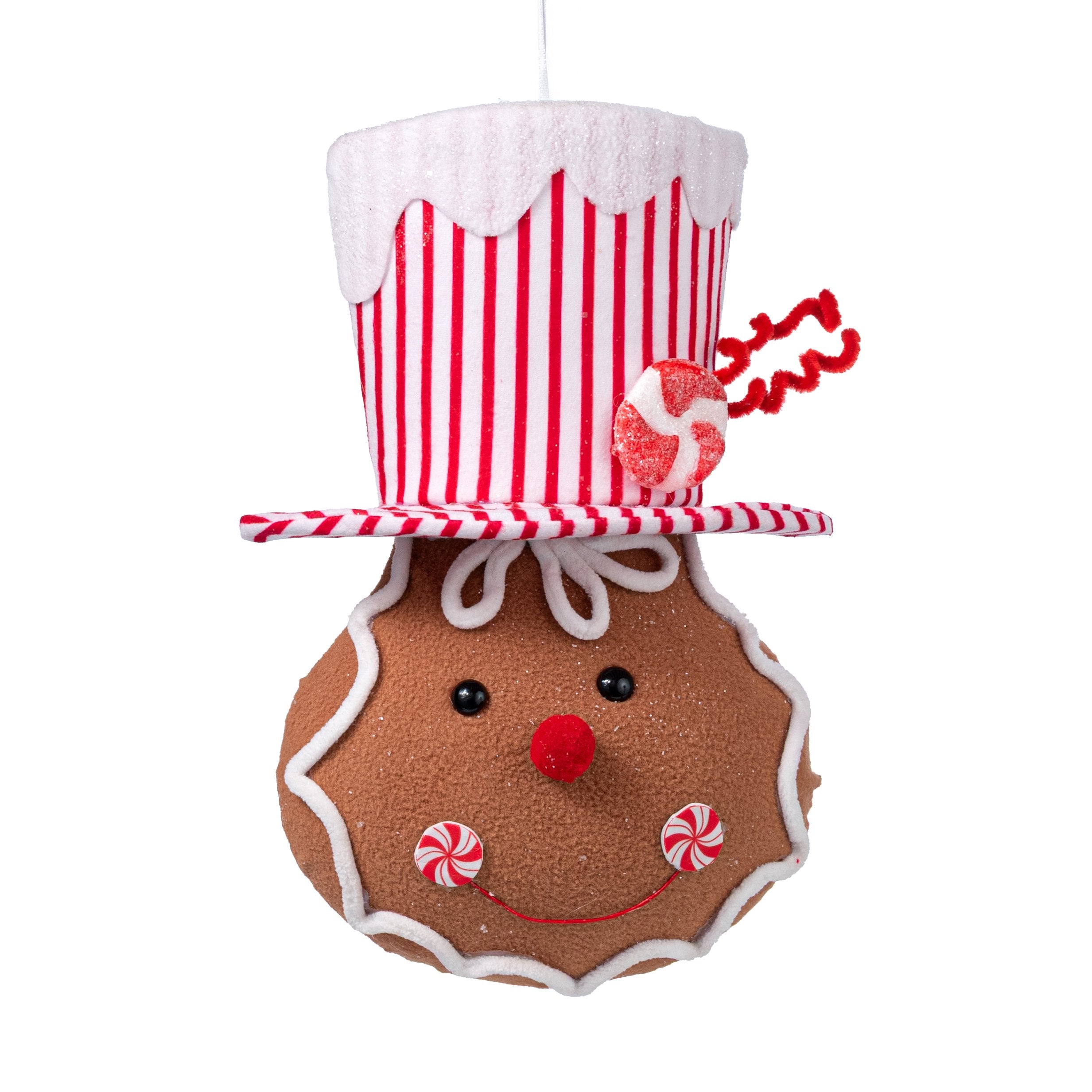 12" Peppermint Gingerbread Man Head Ornament Item Number: 86973RDWT