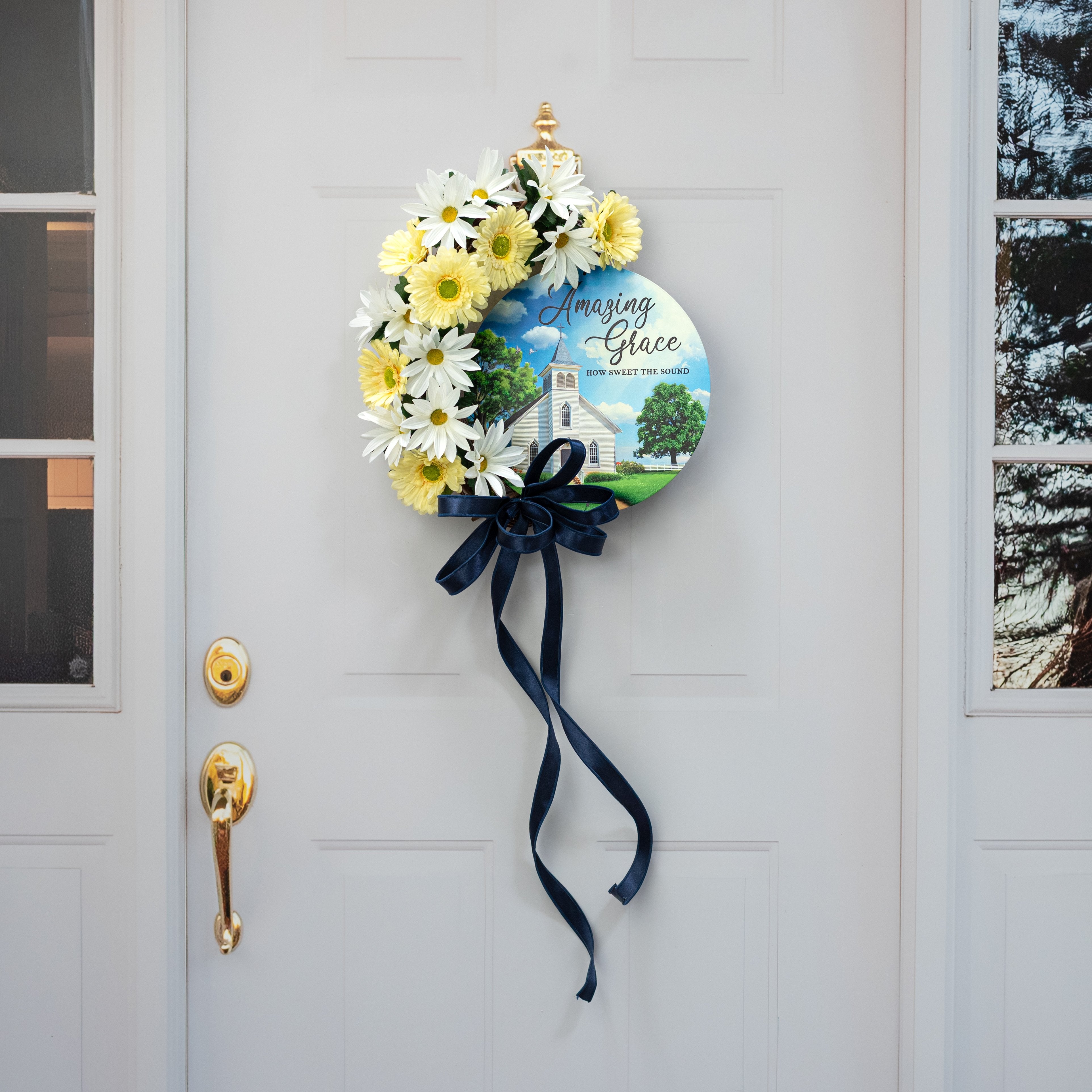 12" Round Metal Sign: Amazing Grace Church detail photo 4