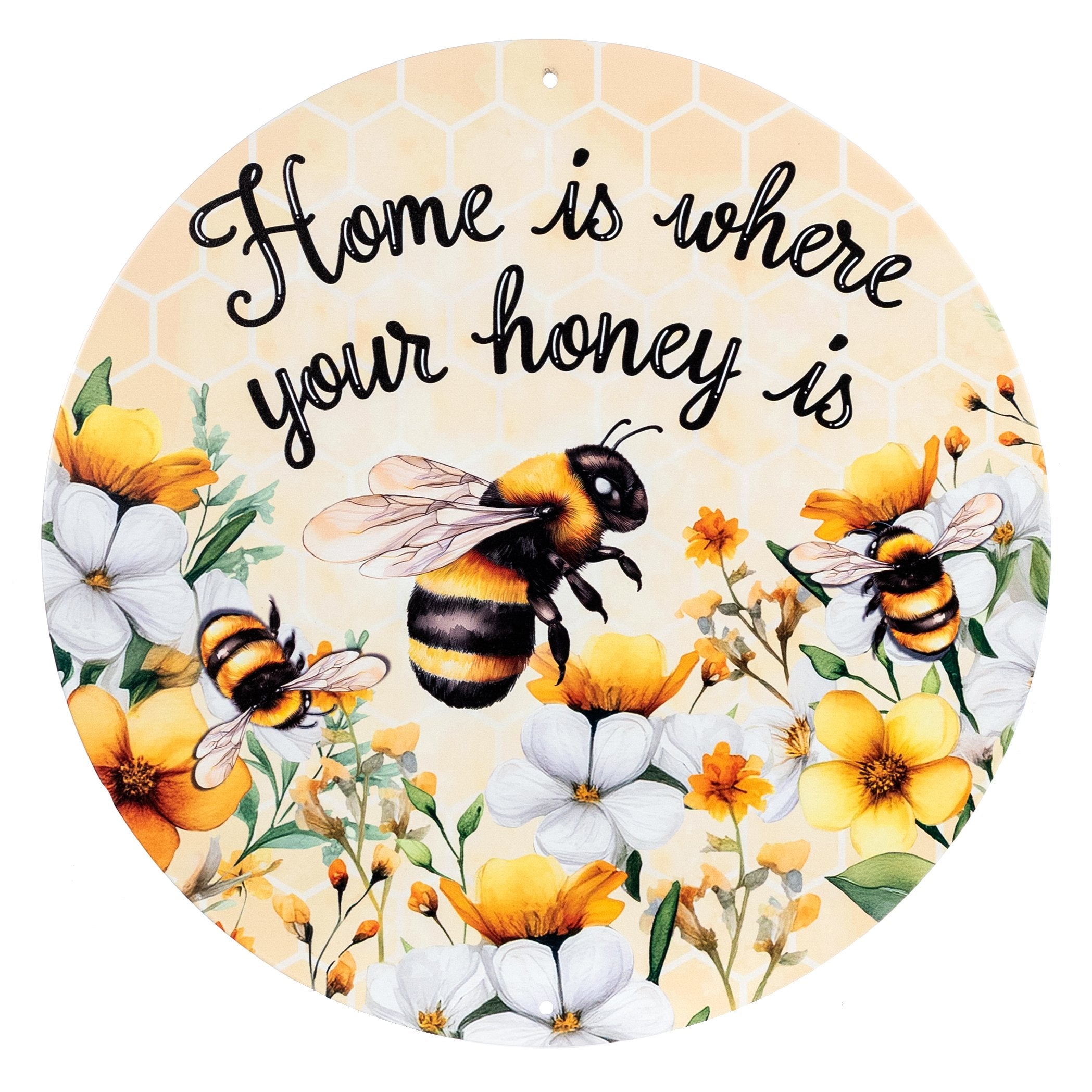 12" Round Metal Sign: Honey at Home Item Number: MD1809