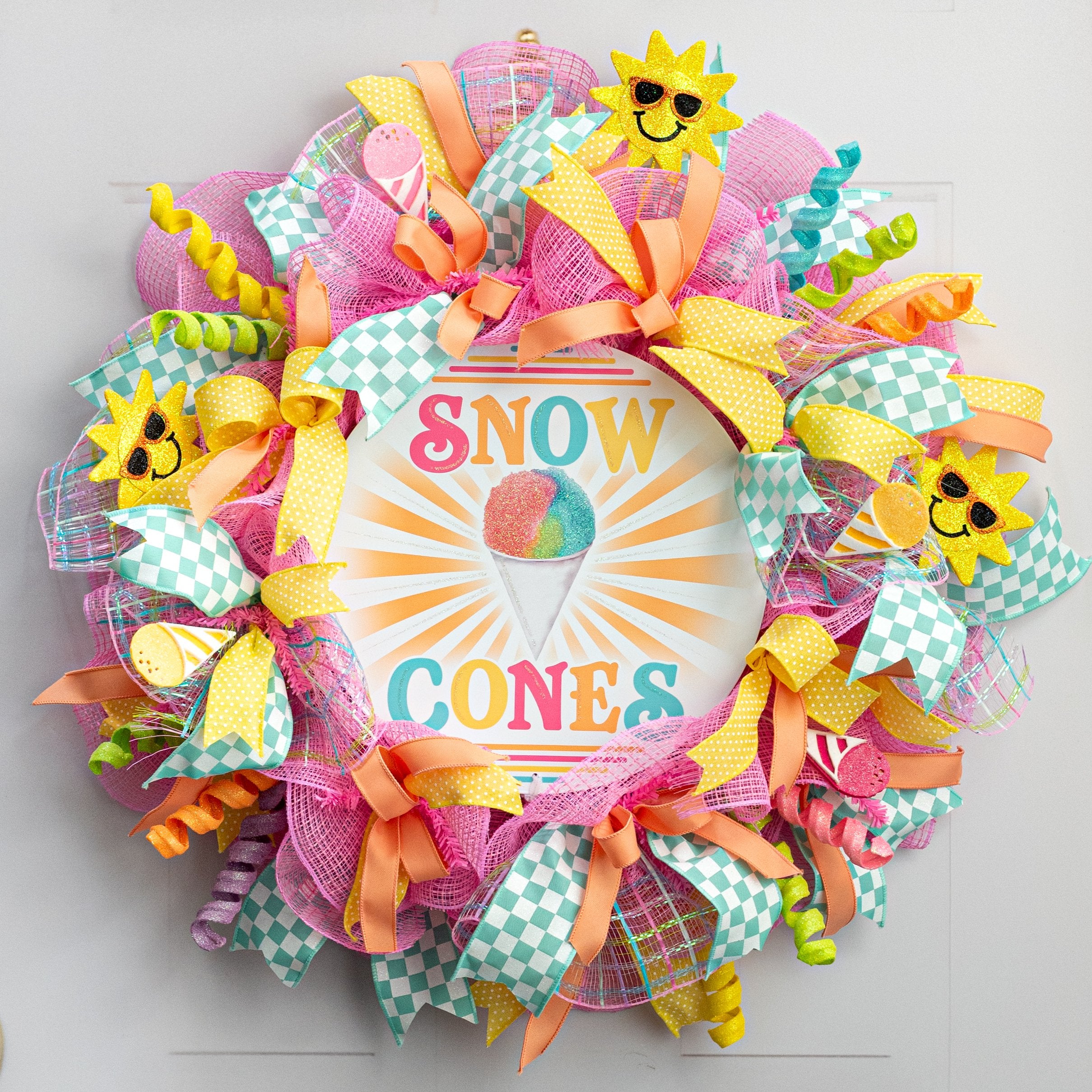 12" Round Metal Sign: Summer Snow Cones Lifestyle Photo