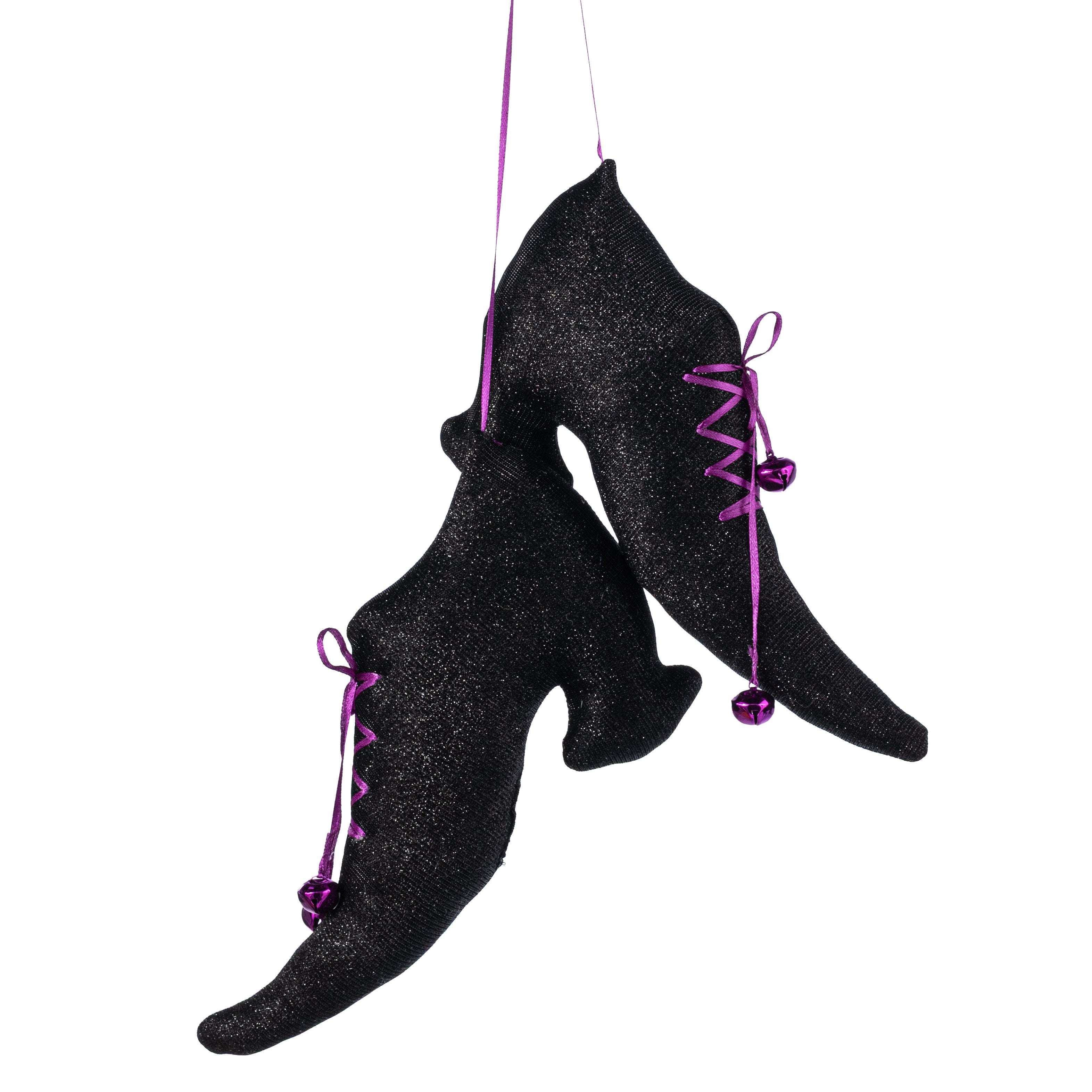 12" Sparkly Witch Boots Ornament: Black Item Number: 57508BK