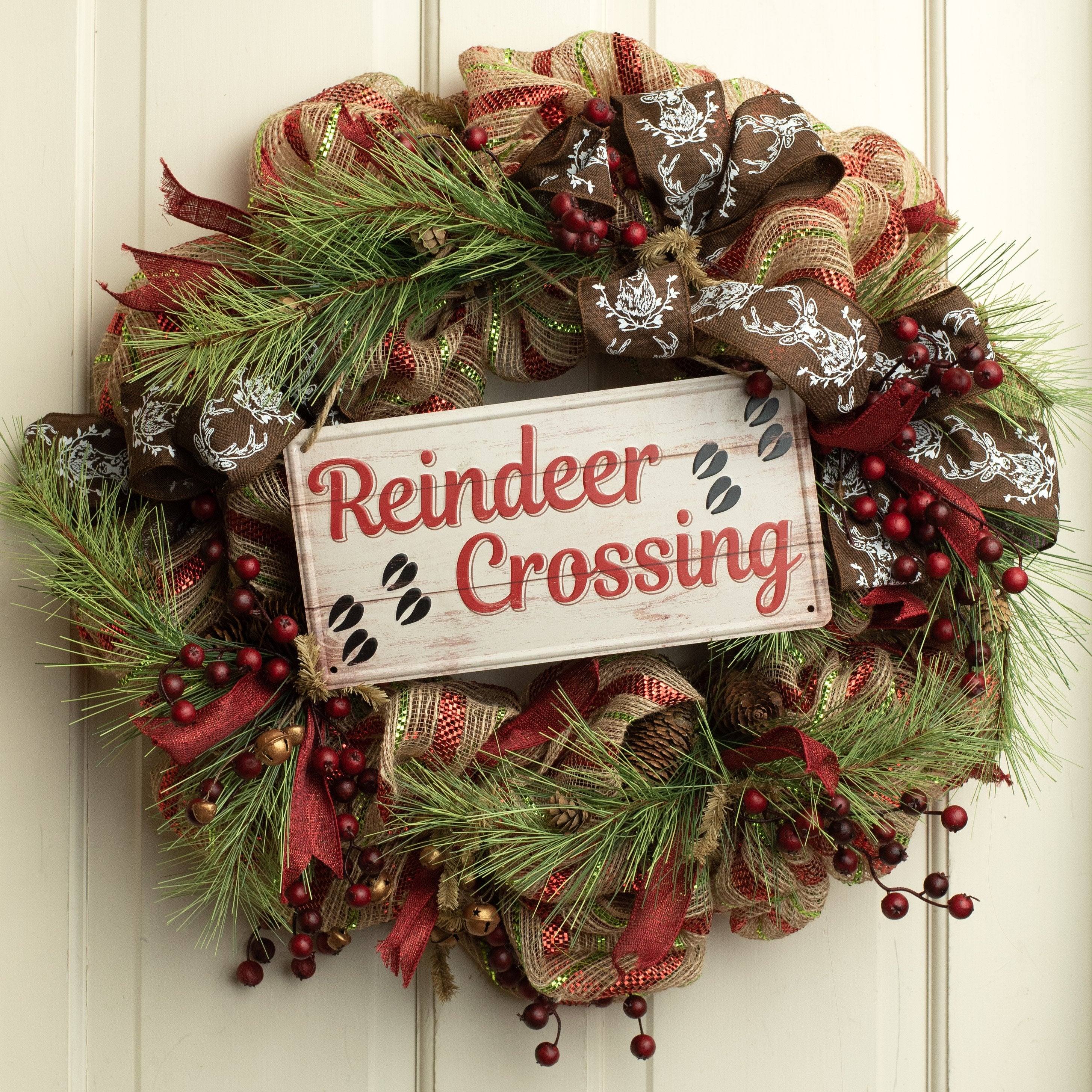 12" Tin Sign: Reindeer Crossing Lifestyle Photo