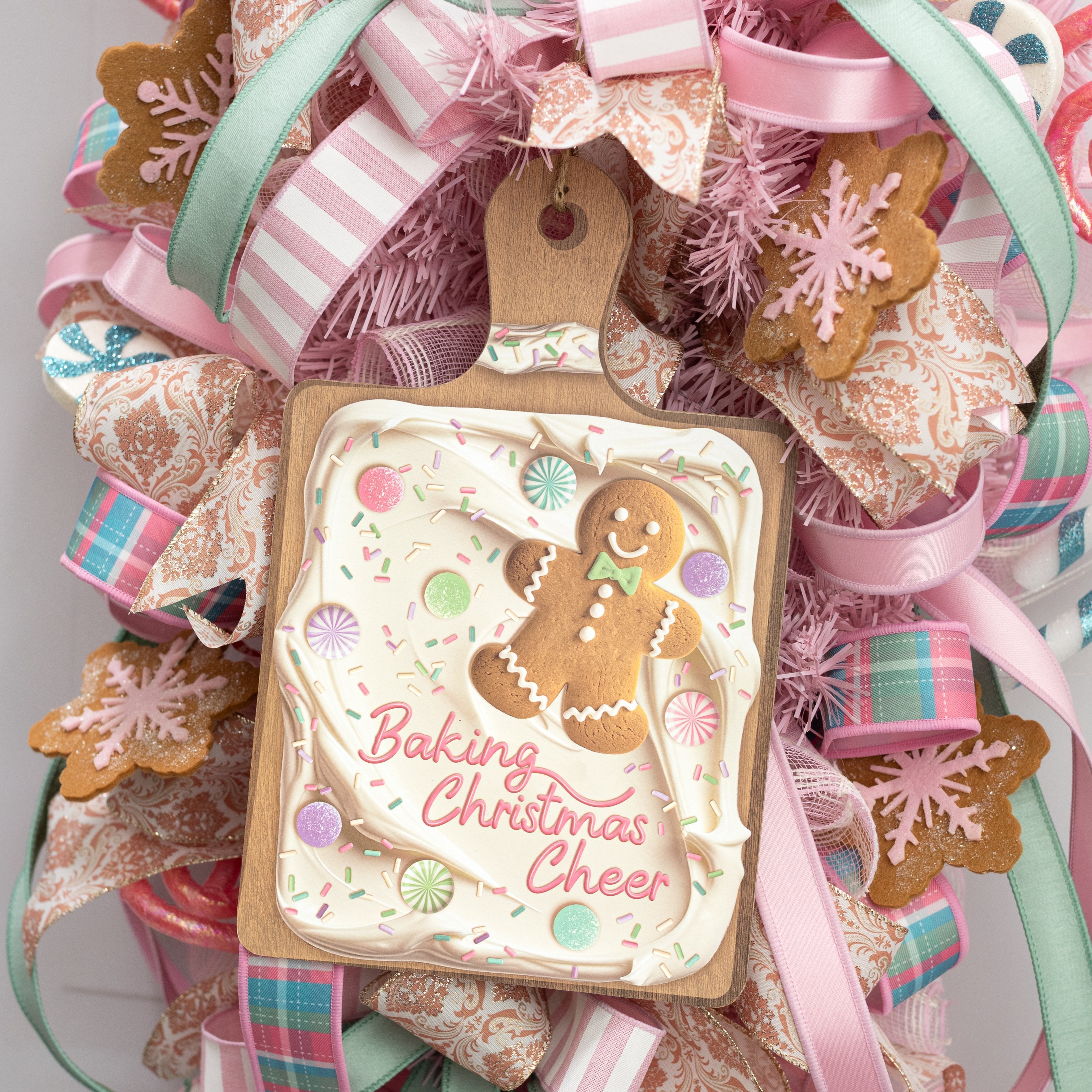 12" Wooden Cutting Board Sign: Baking Christmas Cheer Lifestyle Photo
