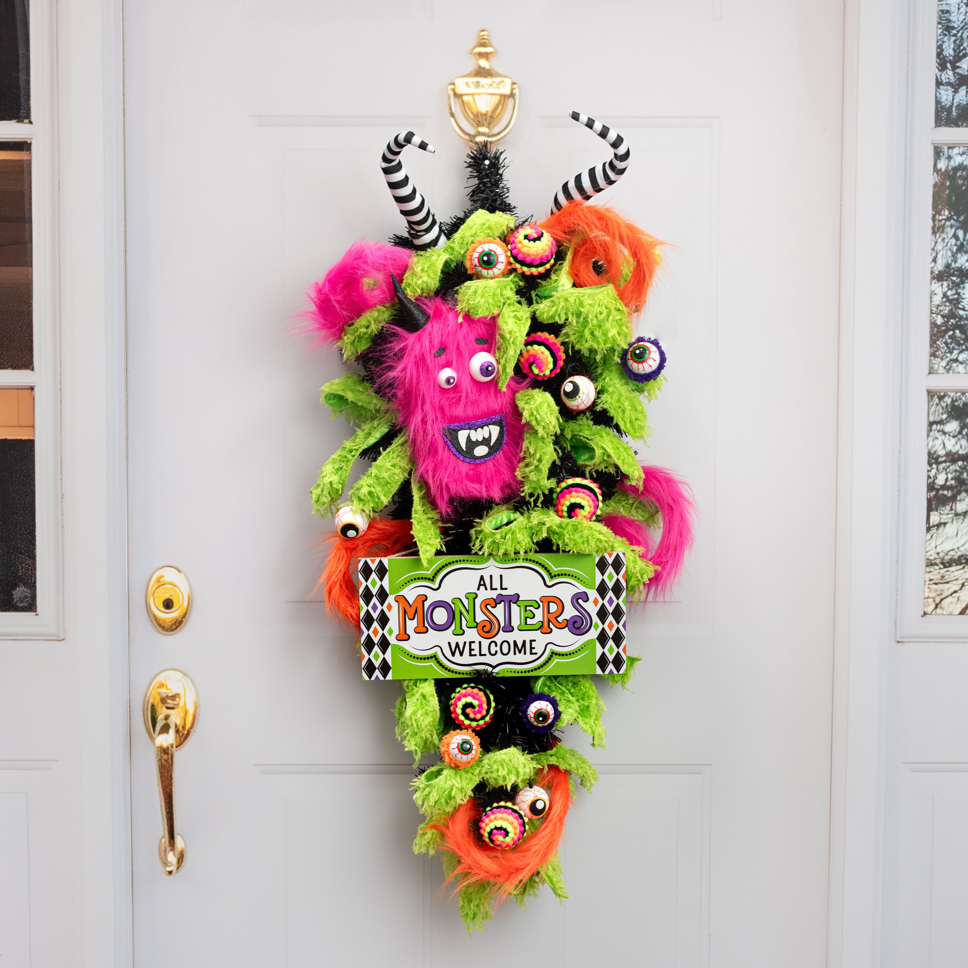 12" Wooden Sign: All Monsters Welcome Green Lifestyle Photo