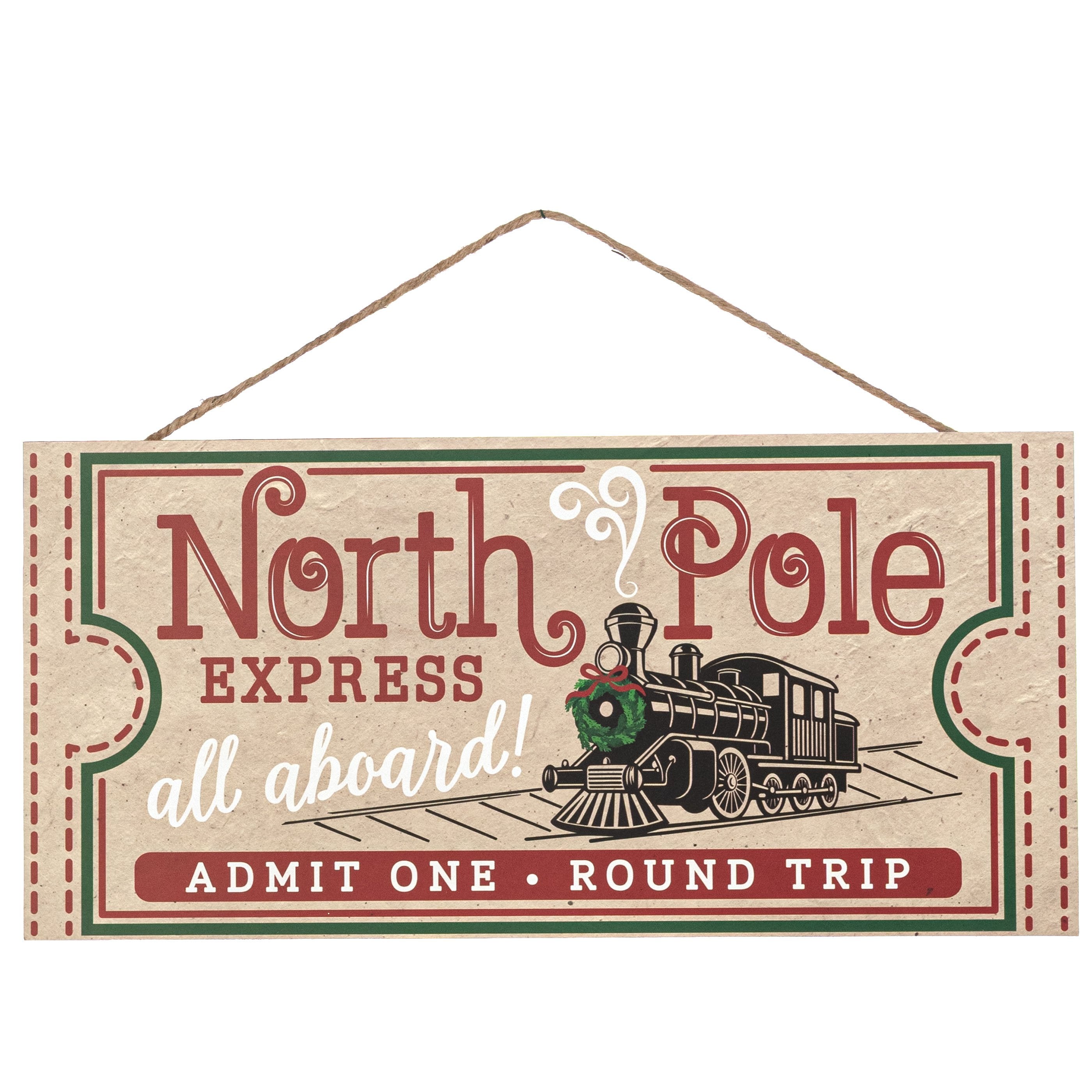 12" Wooden Sign: North Pole Ticket Item Number: AP7450